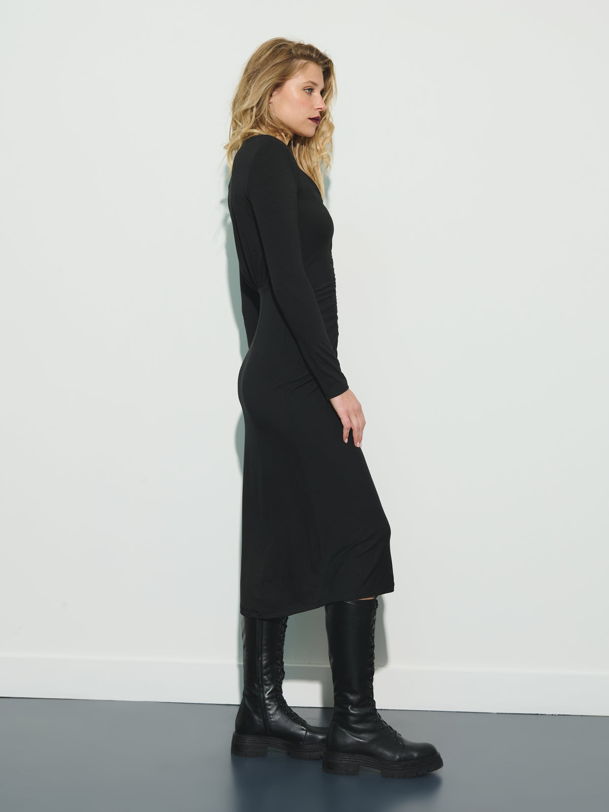 Long sleeve rouched dress