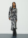 Zebra print satin dress