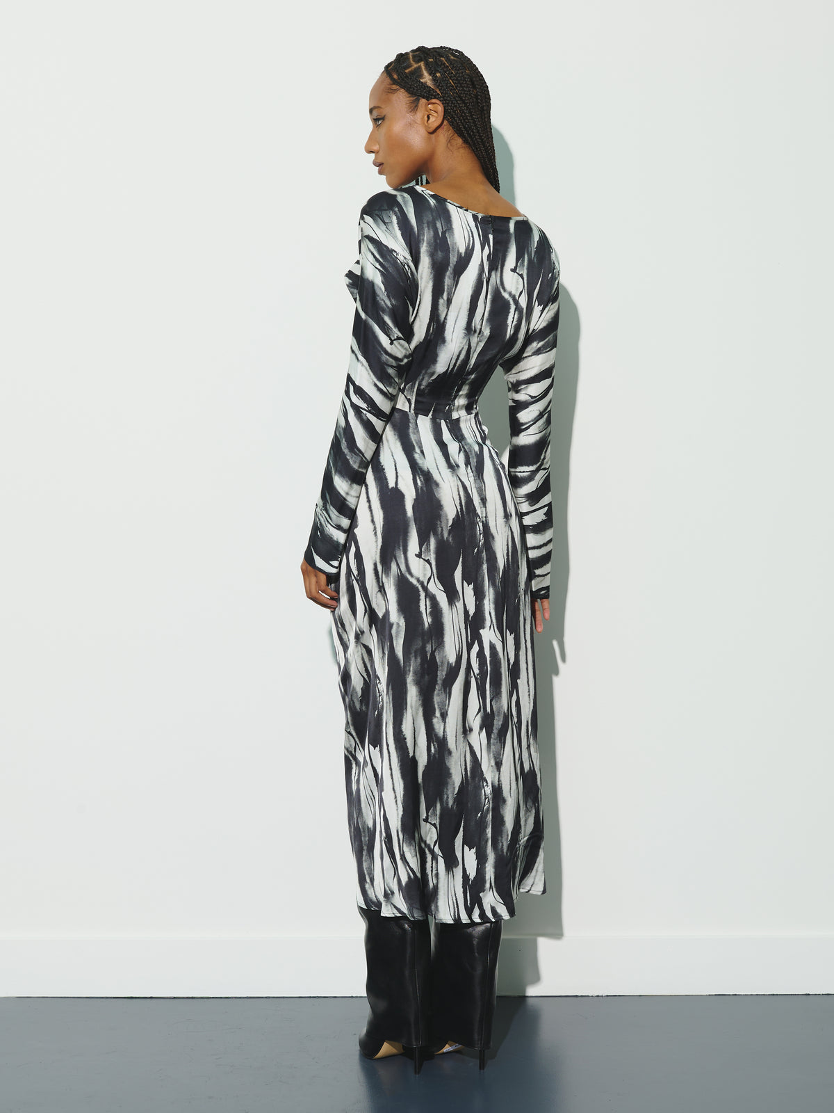 Zebra print satin dress