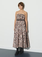 Strapless leopard maxi dress