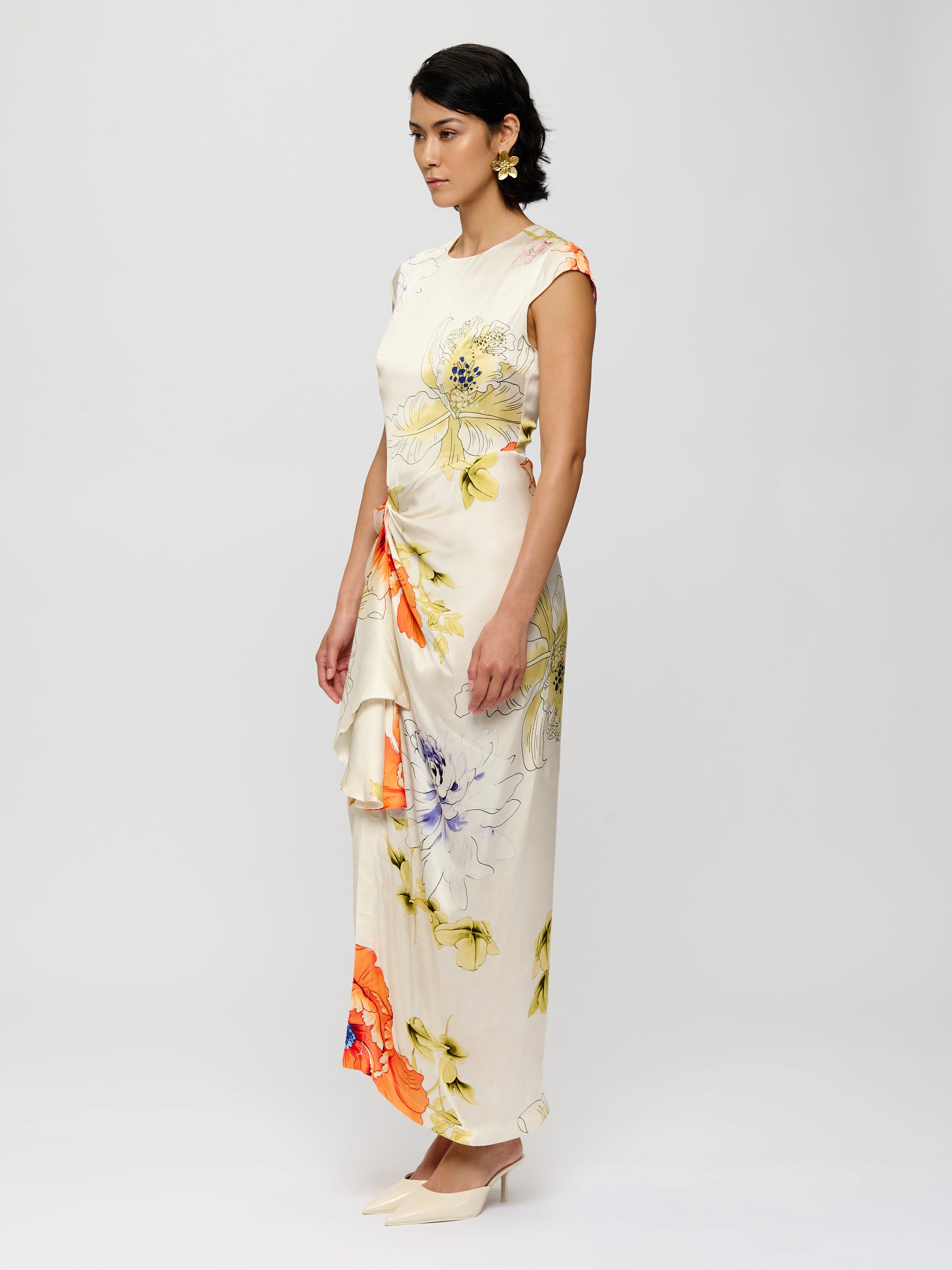 Floral Front Slit Dress