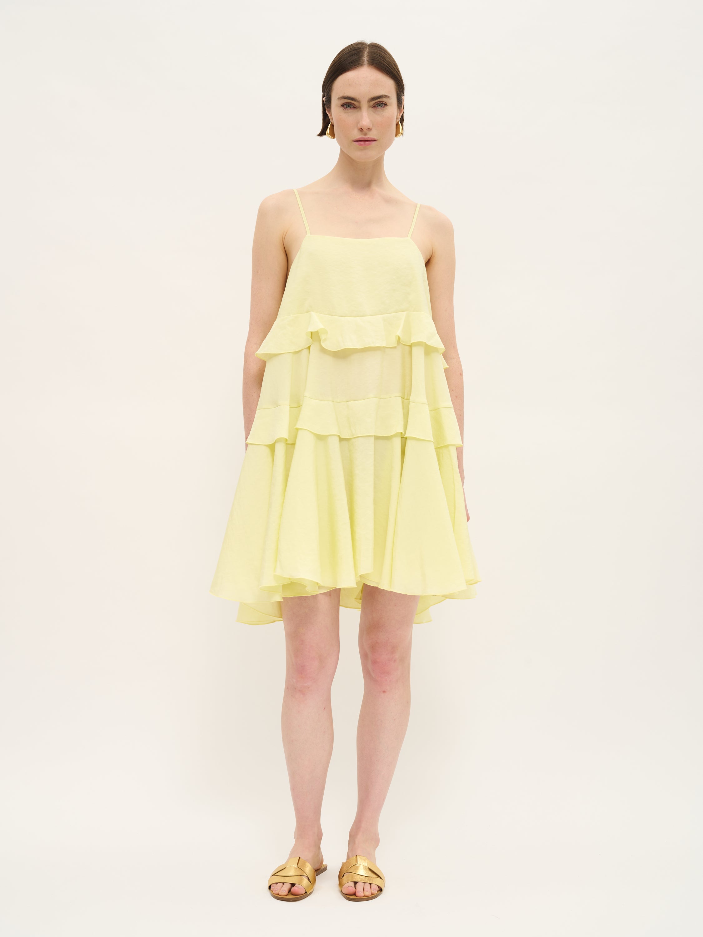 Mini-robe à volants et volants en sorbet citron