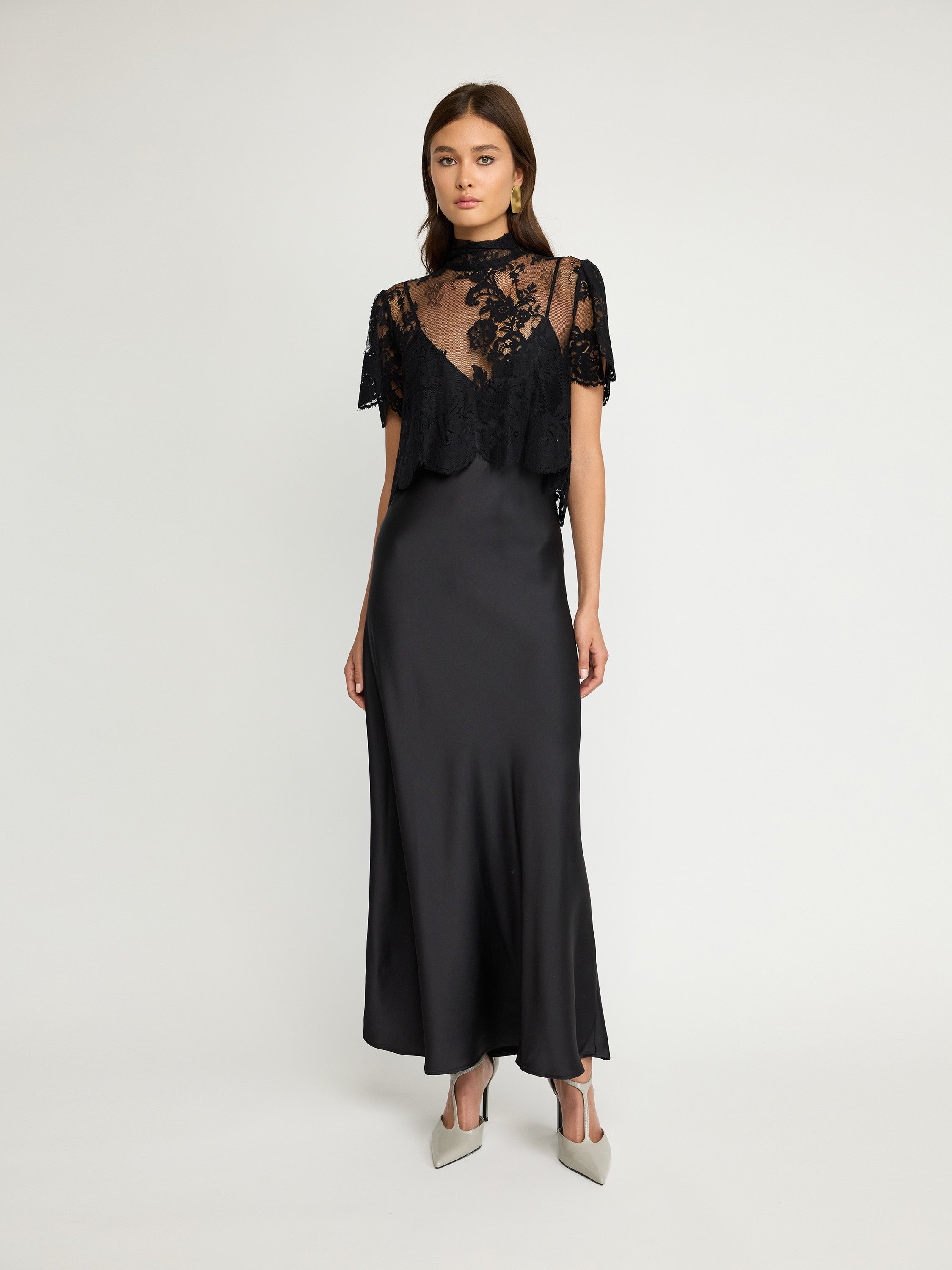 Lace Overlay Maxi Dress