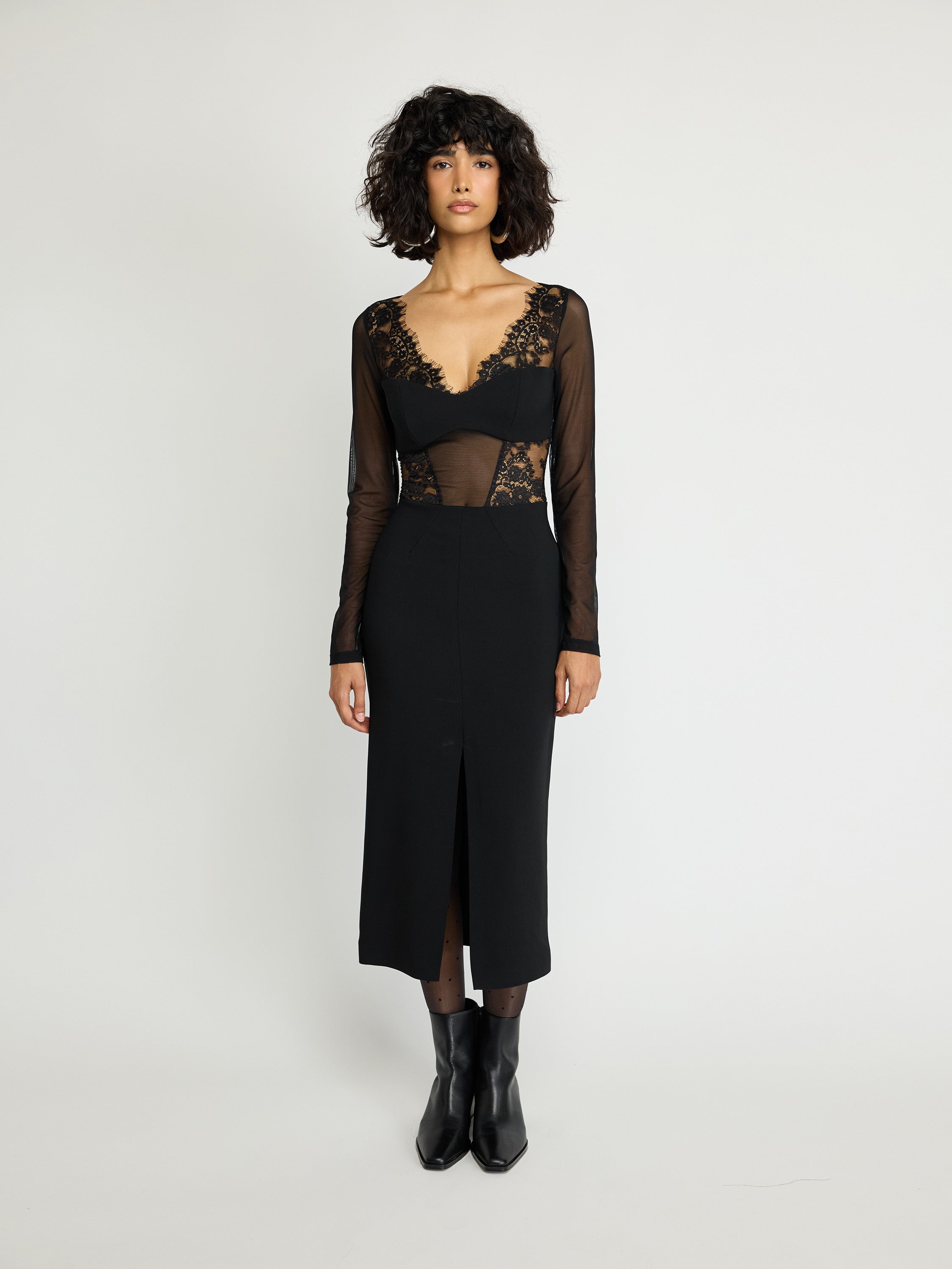Lace Bodice Midi Dress