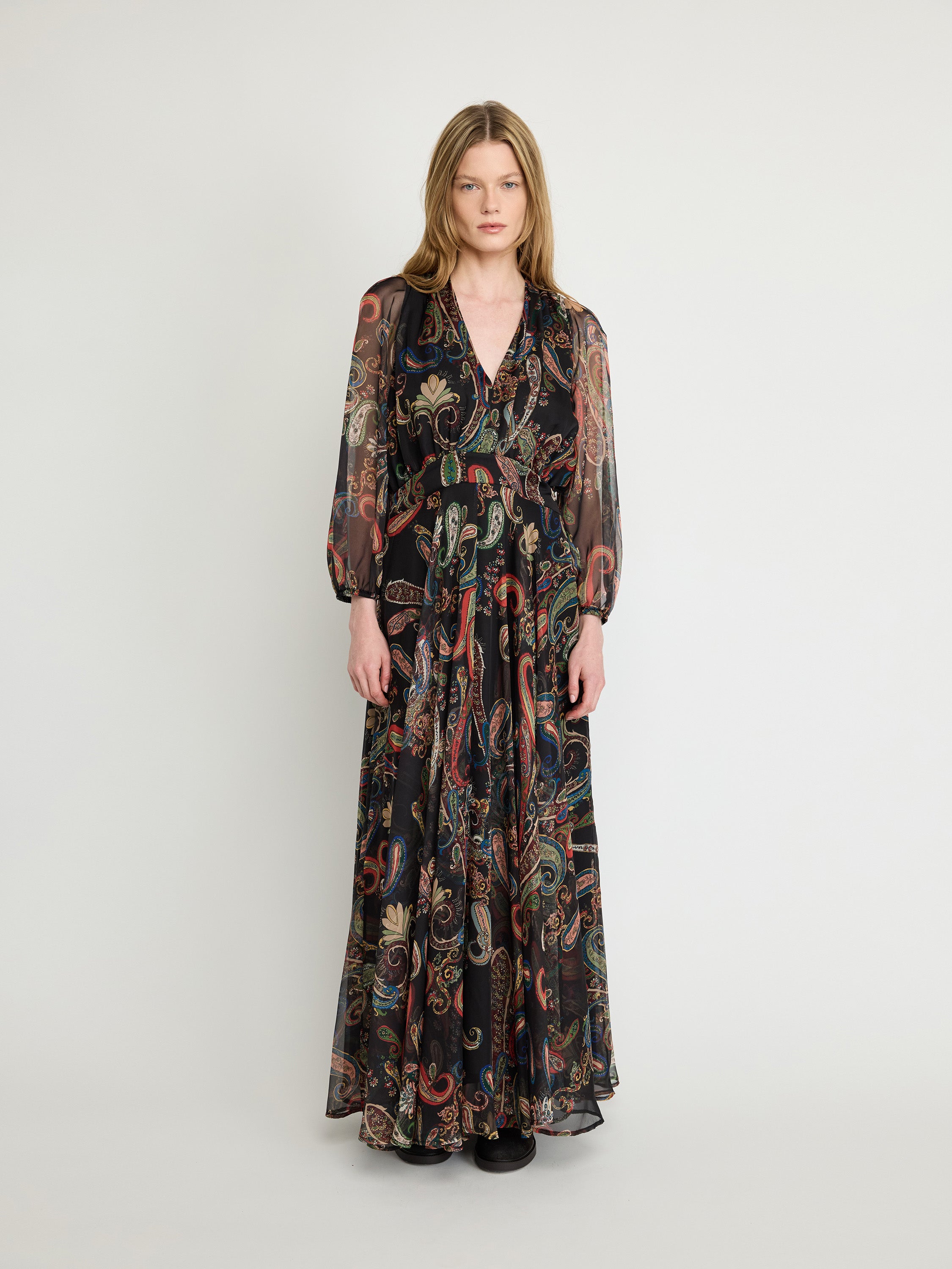 Paisley Chiffon Maxi Dress