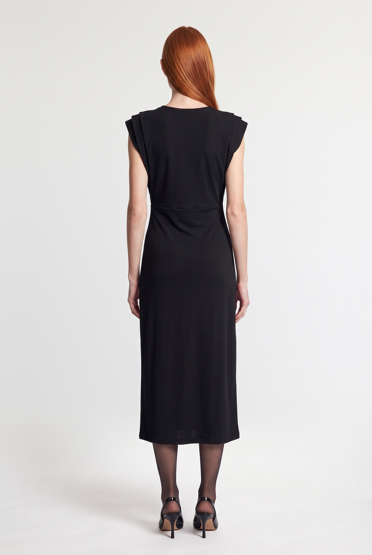 Gathered Front Dress - Black - back view