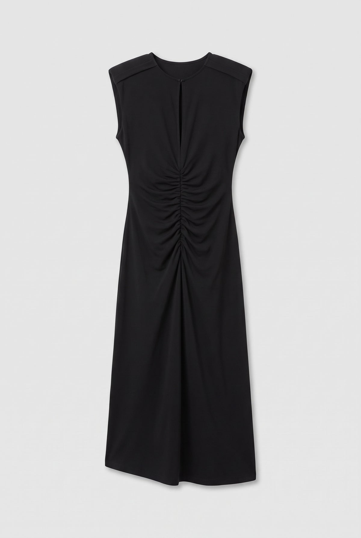 Gathered Front Dress - Black - flat lay