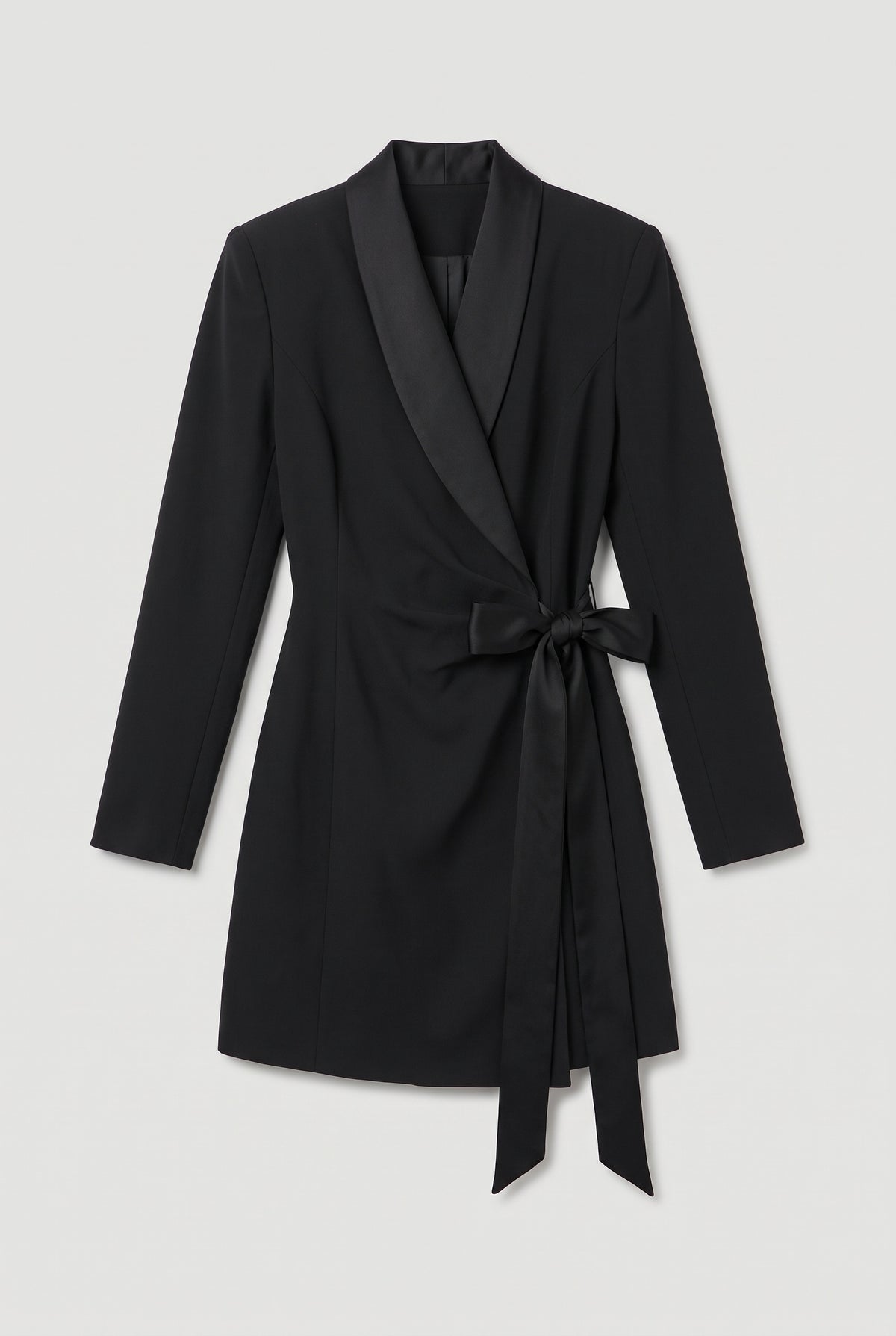 Black Wrap Blazer Dress - Black - flat lay