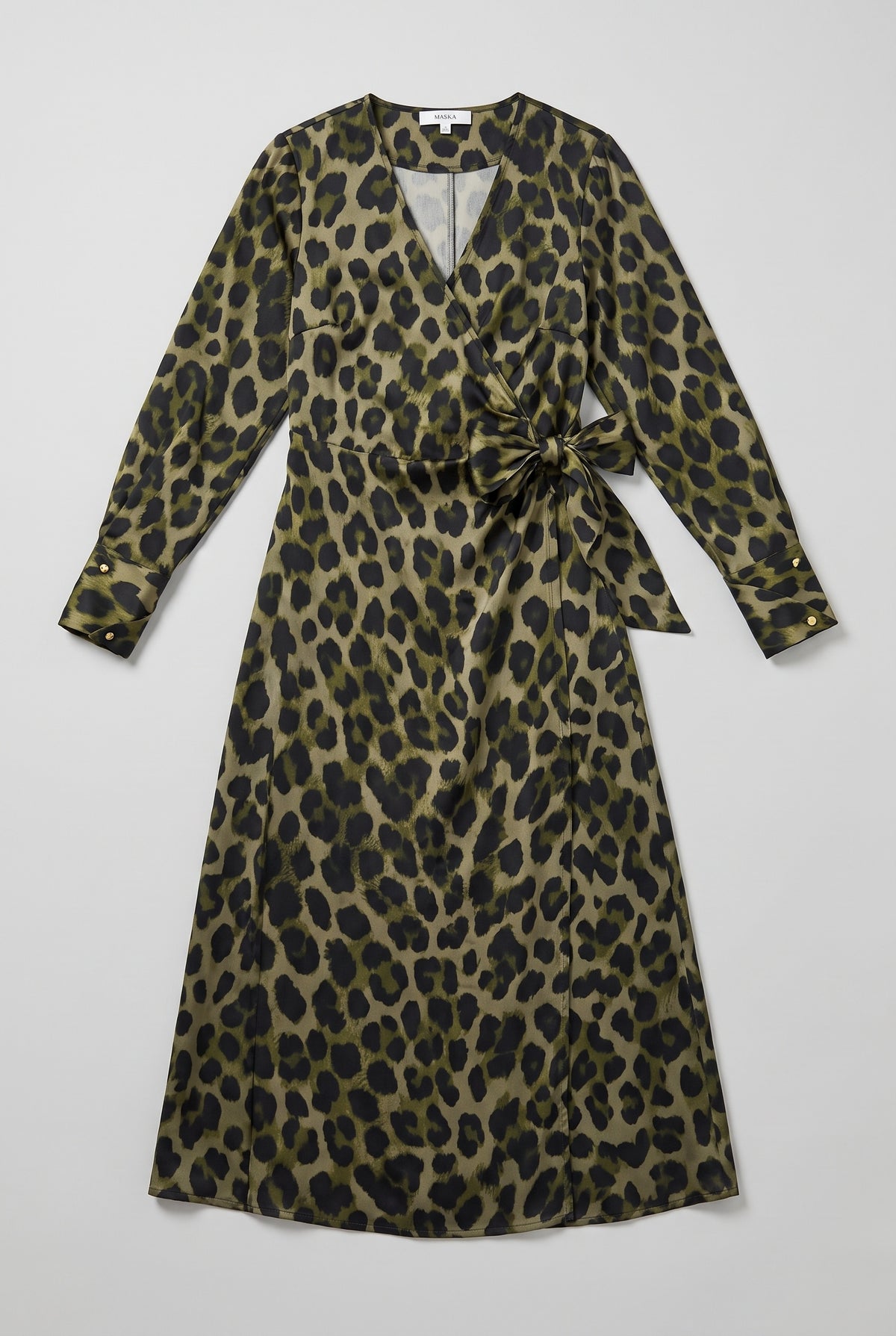 Leopard print Wrap Long Dress - Leopard - flat lay