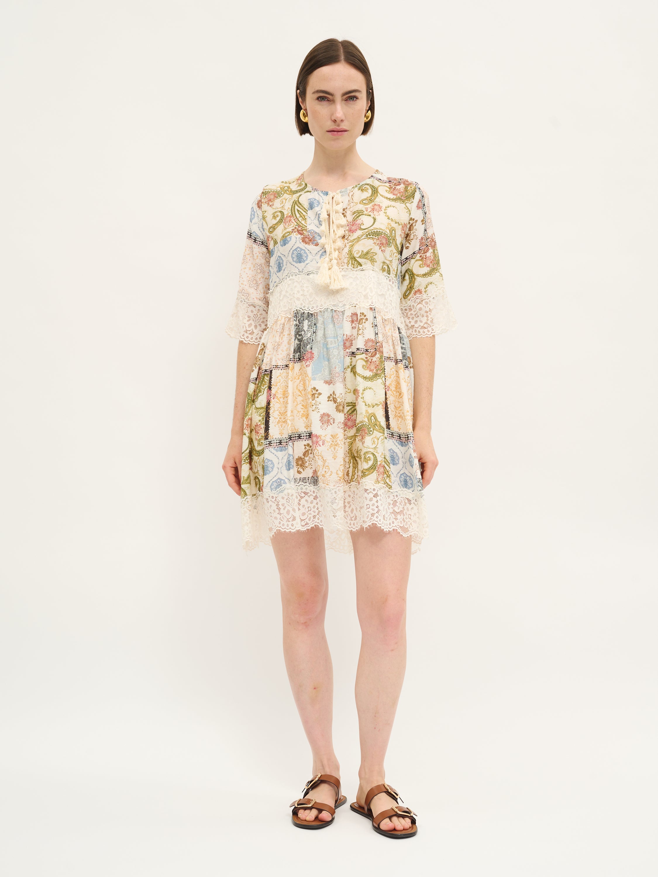 Lace Trim Patchwork Dress