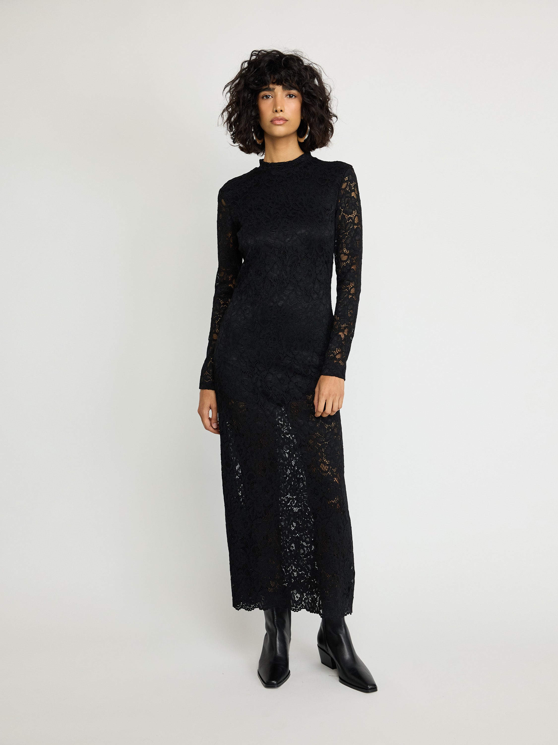 Sheer Lace Midi Dress