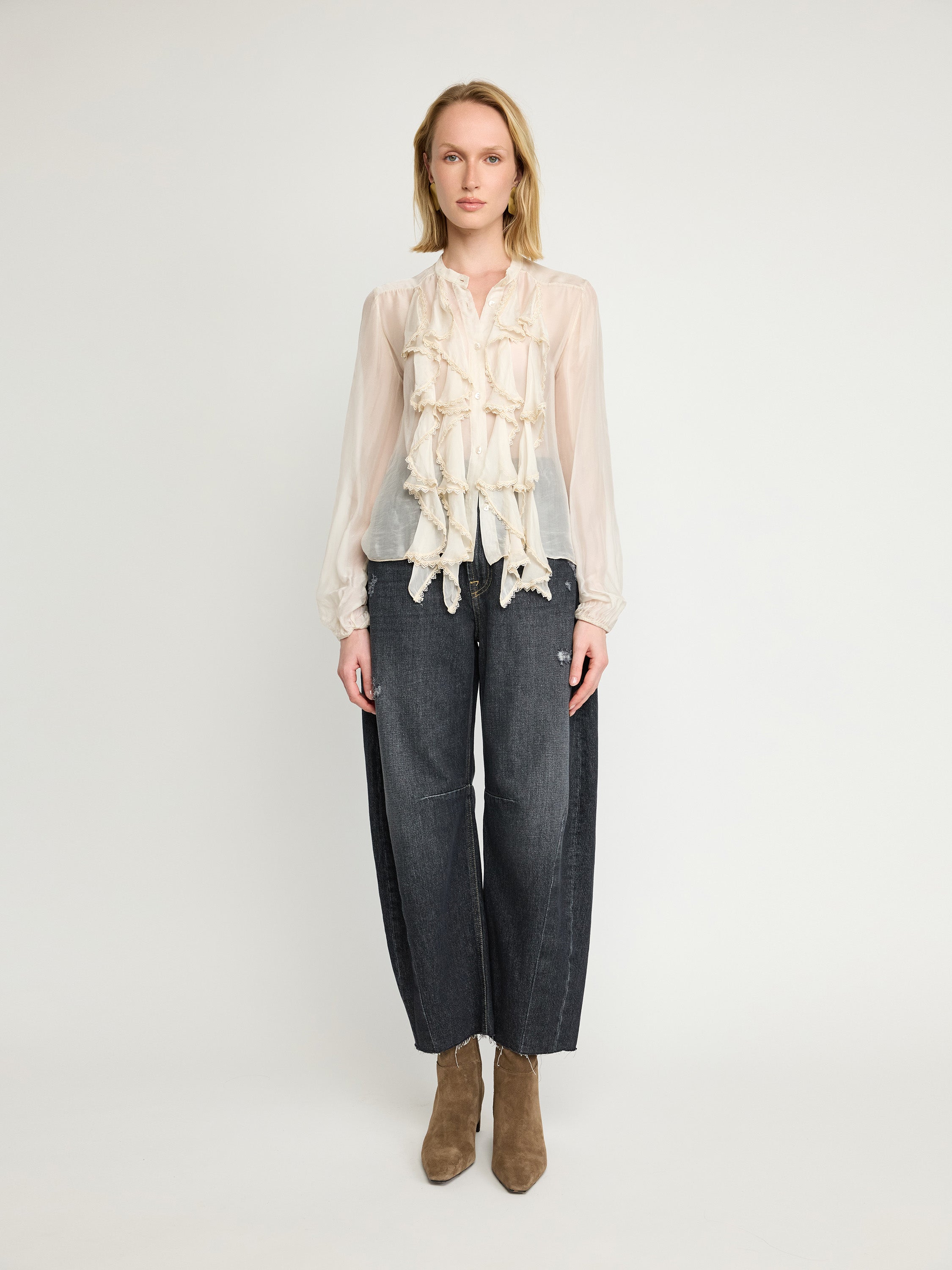 Ruffled Sheer Blouse