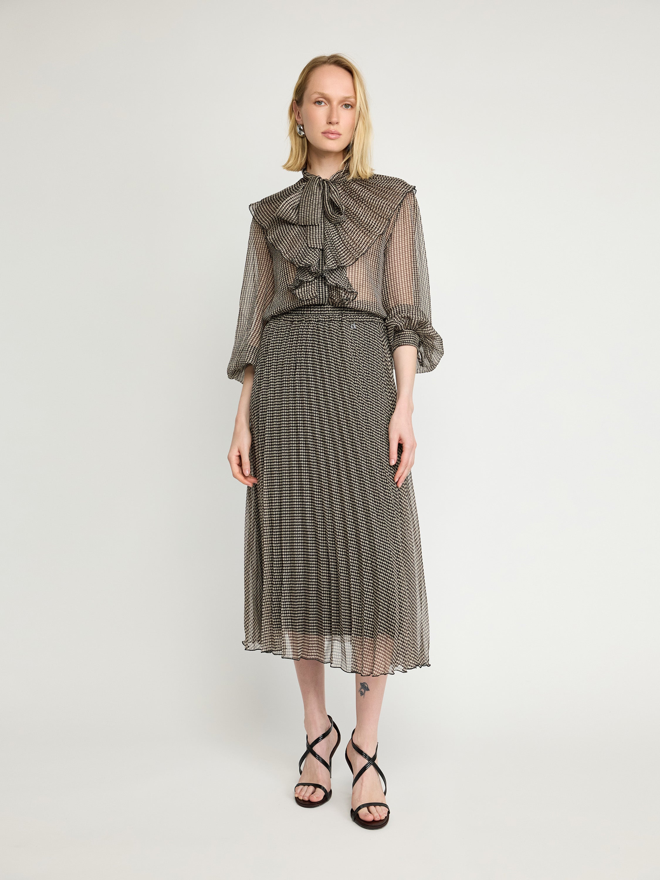 Pleated Midi Skirt in Chiffon