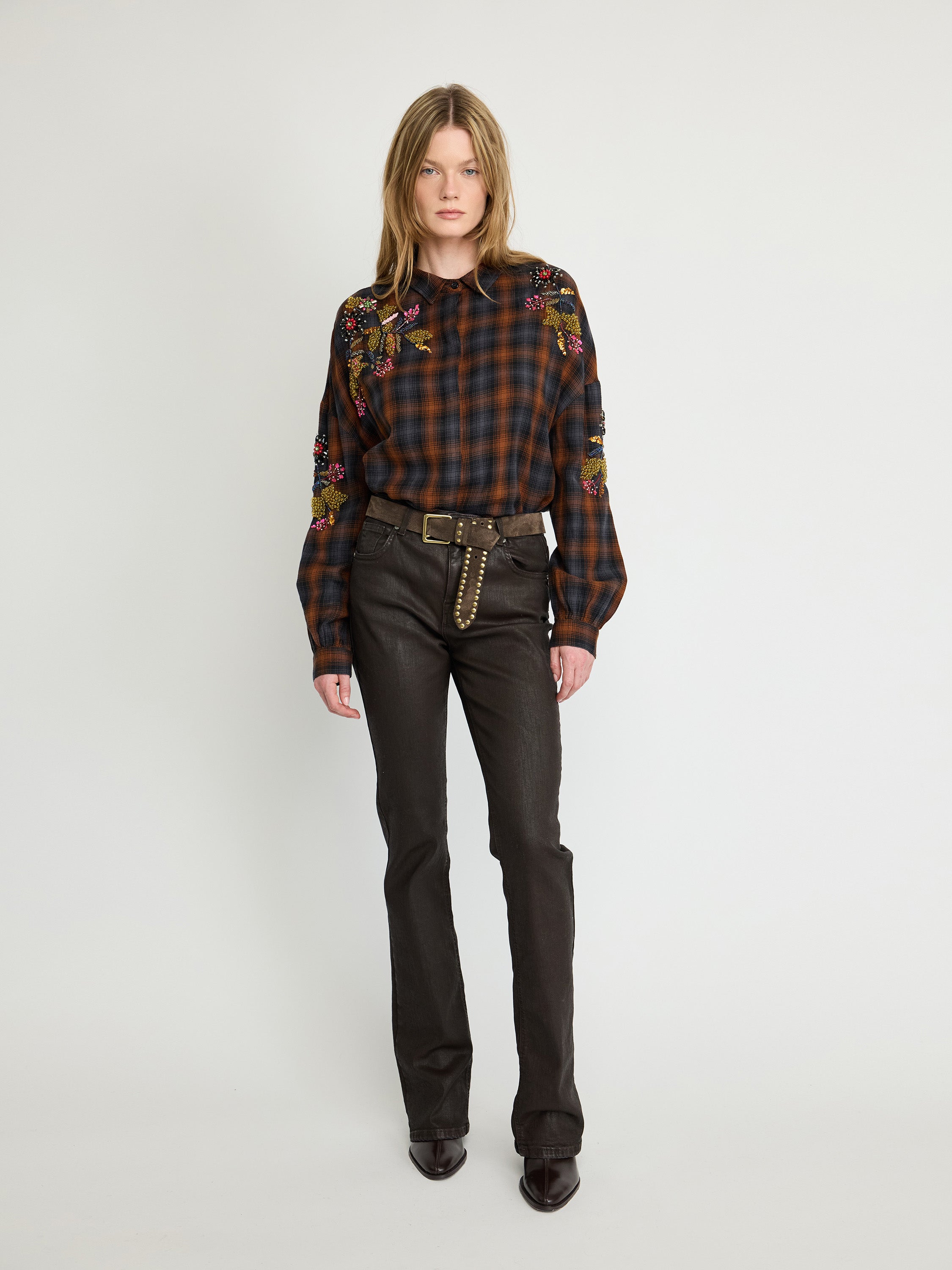 Embroidered Plaid Shirt