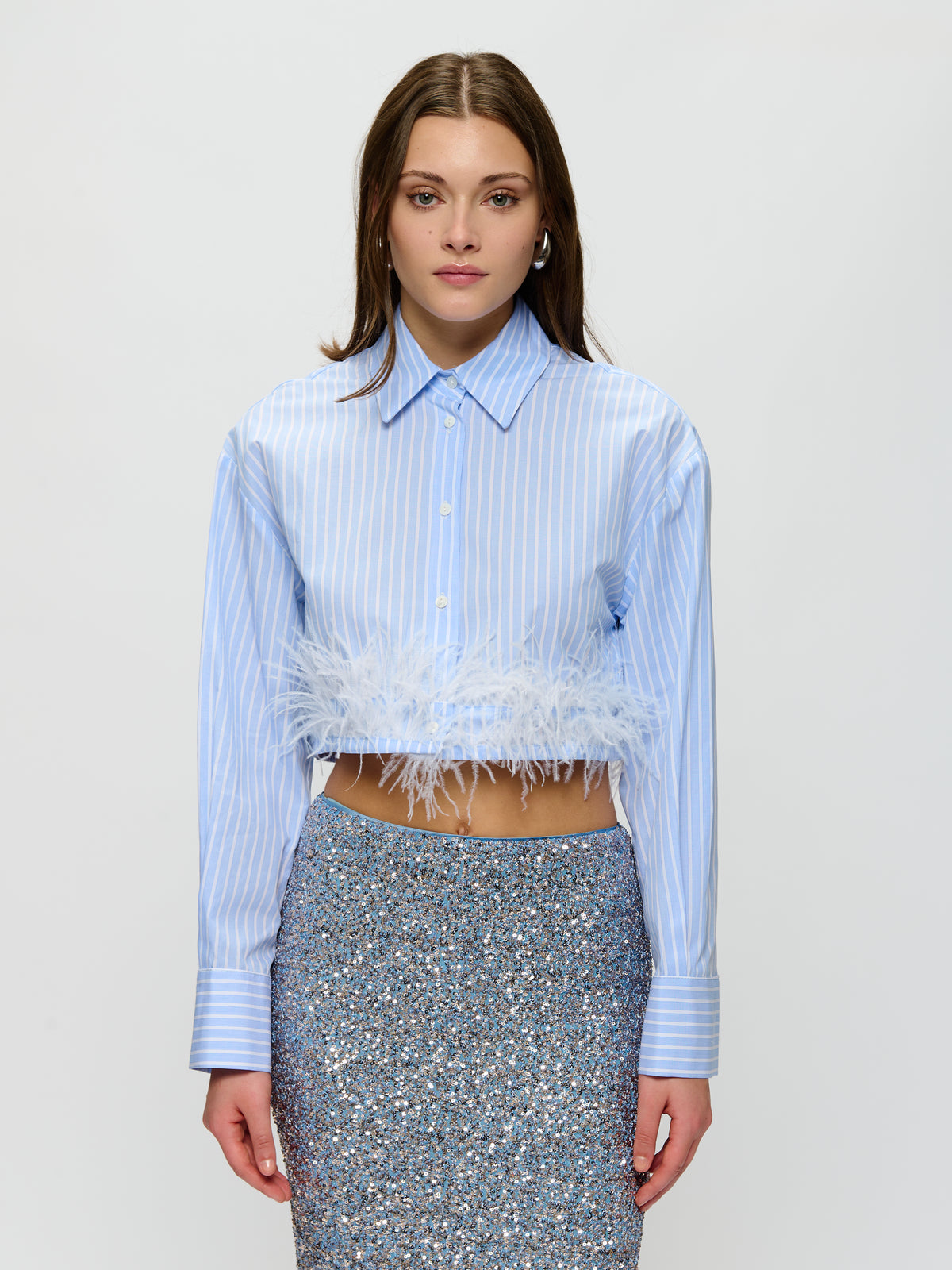 Cropped Feathered Blouse