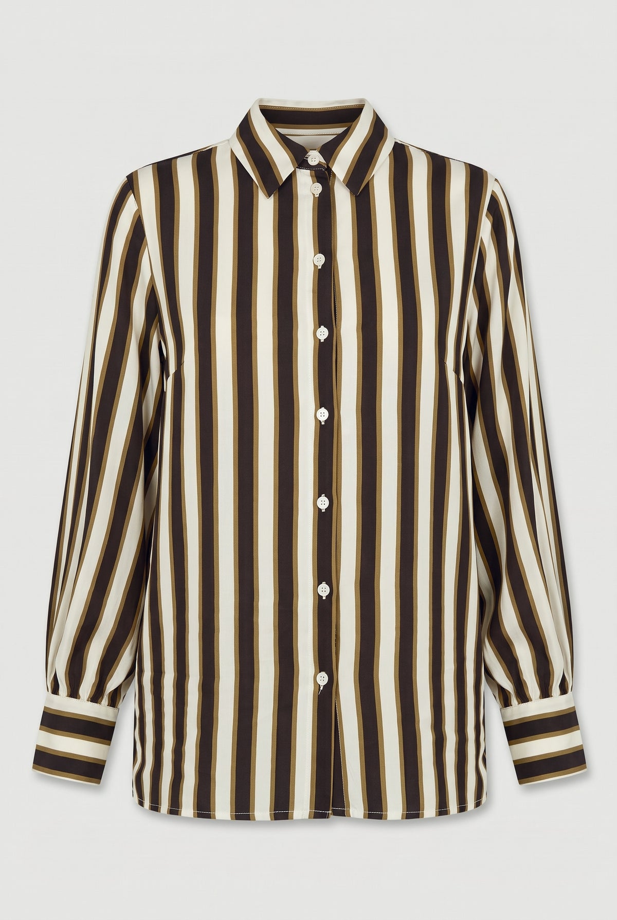 Striped Button-Up Shirt - Cream - flat lay