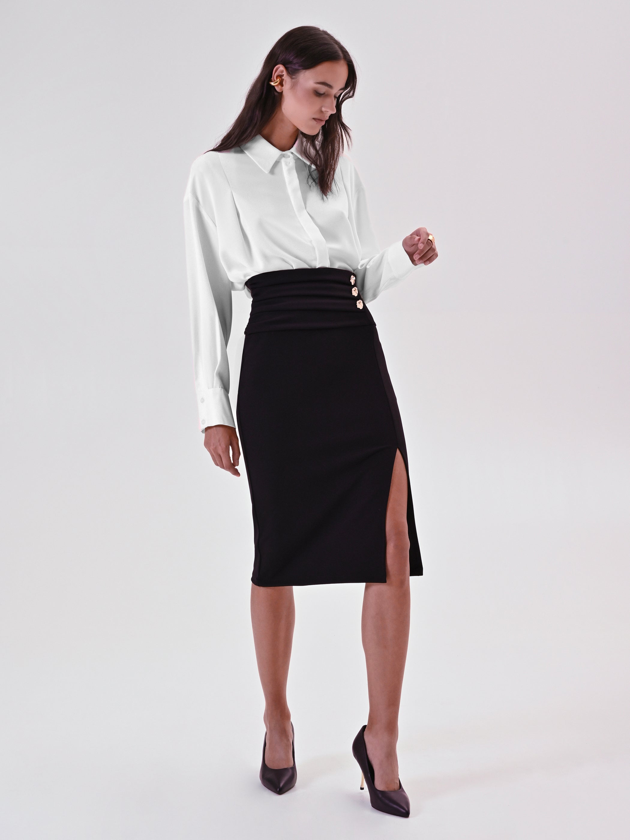 Skirt with Decorative Buttons