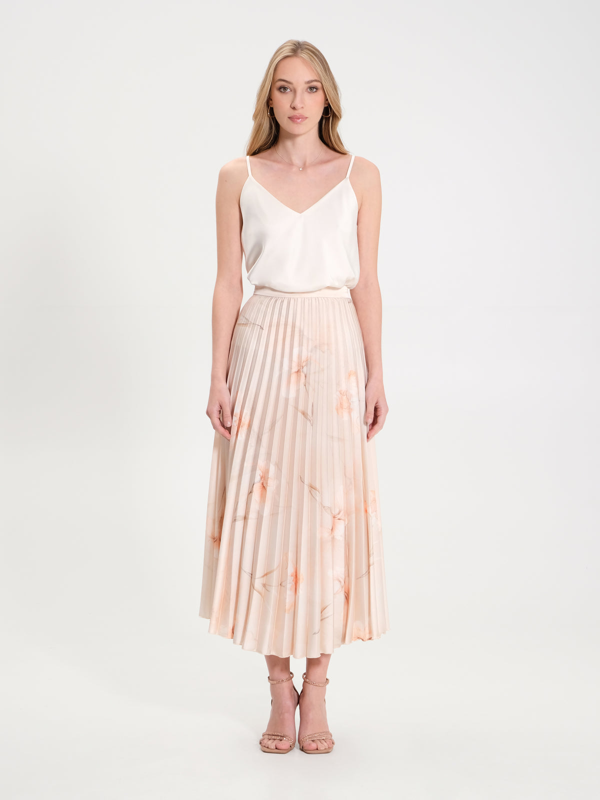 Pleated Floral-Print Skirt