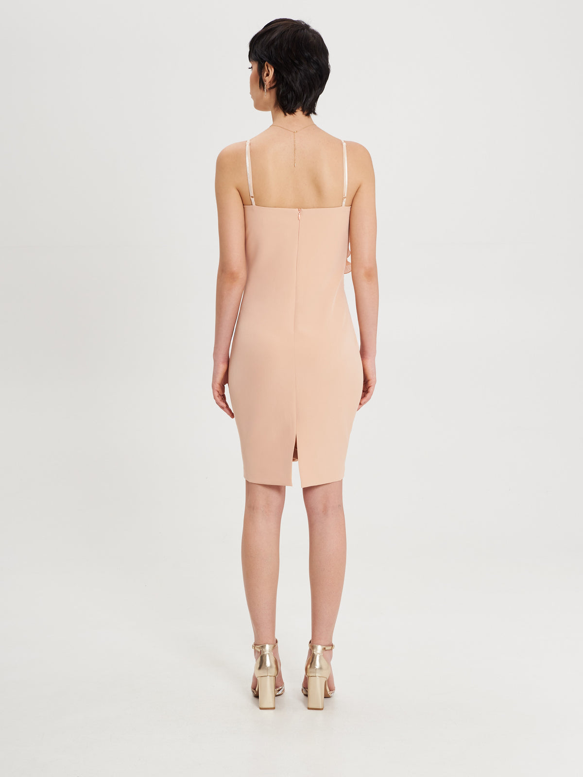 Sheath Dress with Pleated Rouche