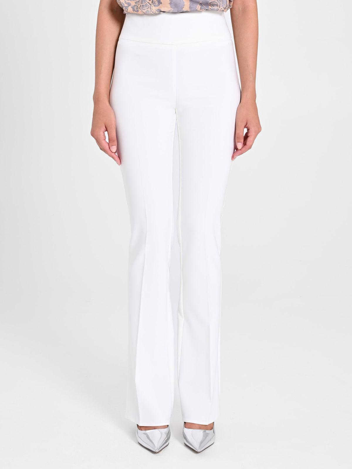 Pantalon évasé en tissu technique blanc