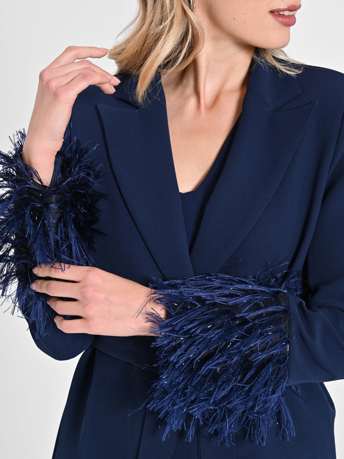 Veste en plumes de lurex