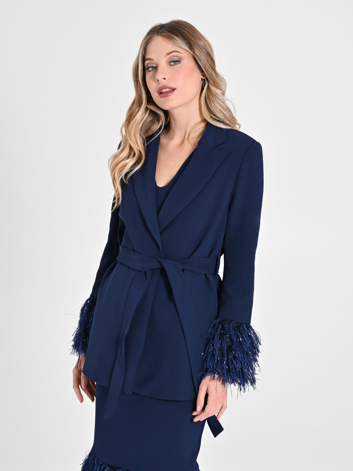 Veste en plumes de lurex