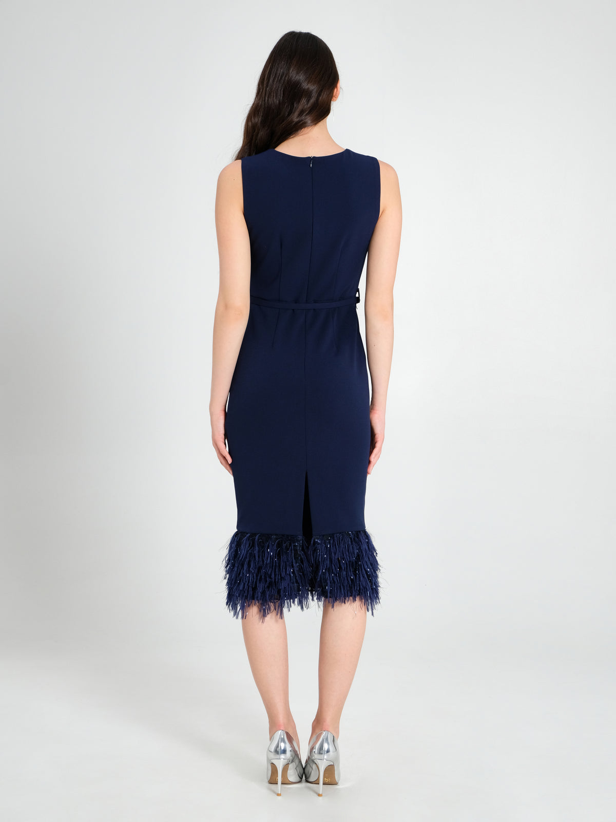 Lurex Feather Sheath Dress