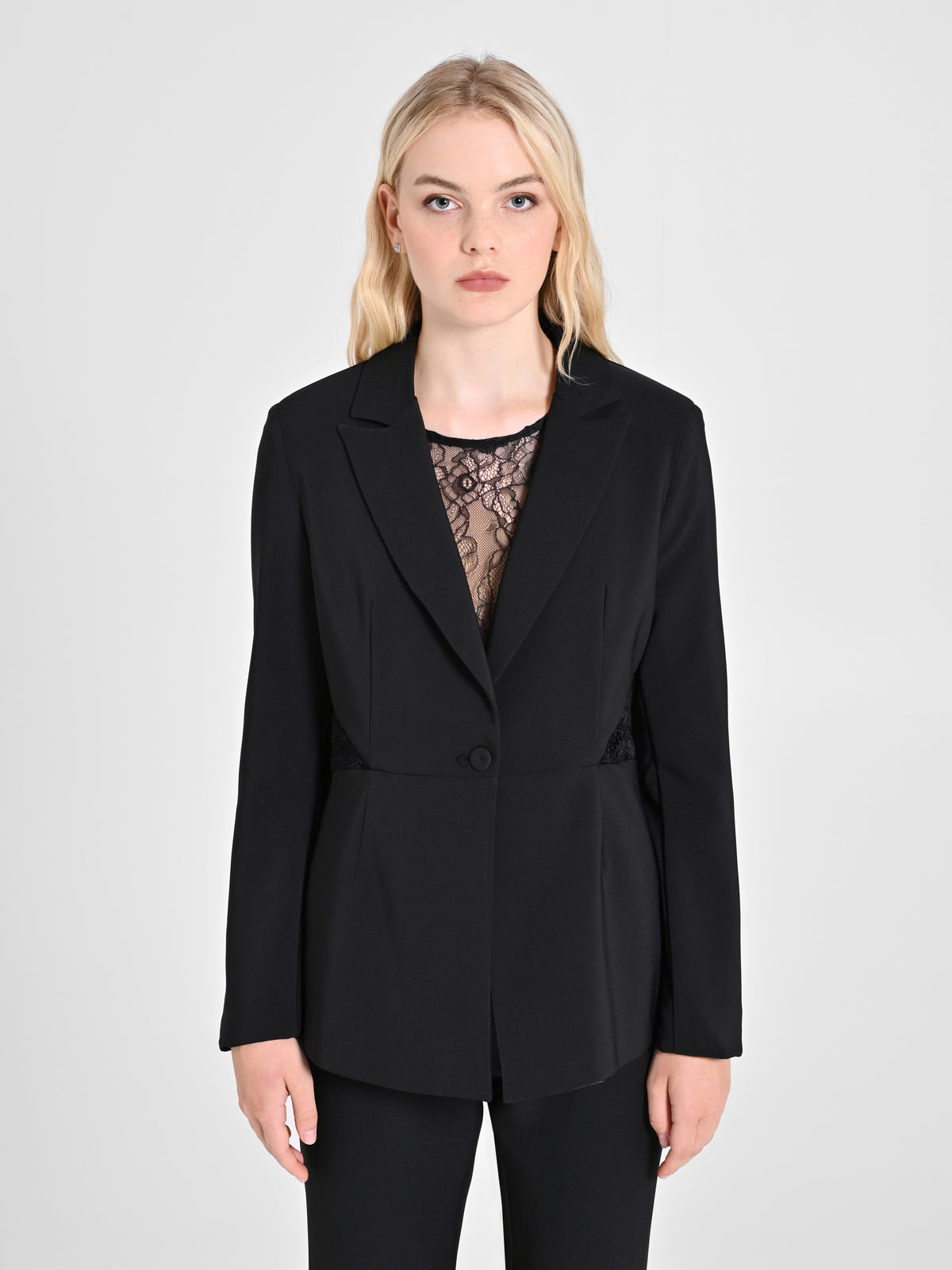 Blazer with Lace Inserts