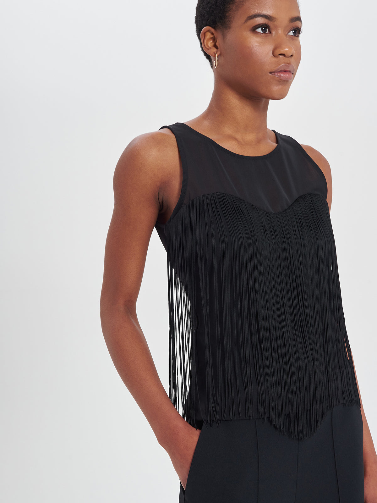 Black Top with Fringes