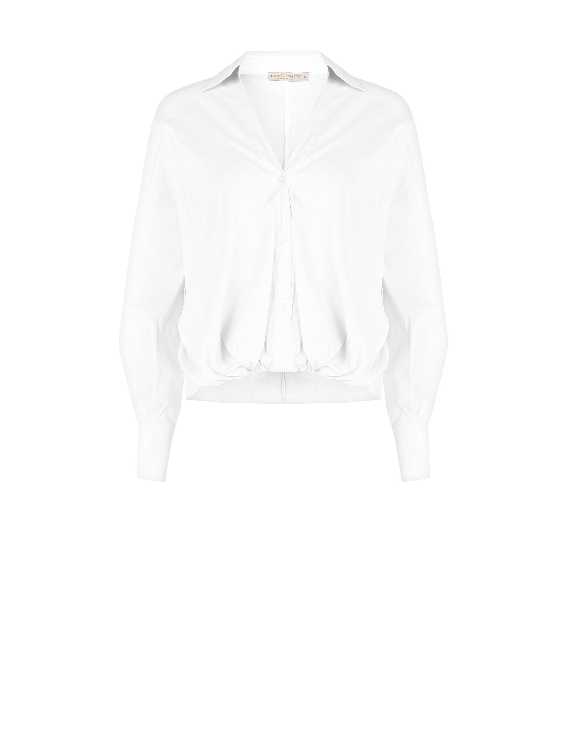 Asymmetrical Balloon Shirt in Cotton Blend with V-Neck