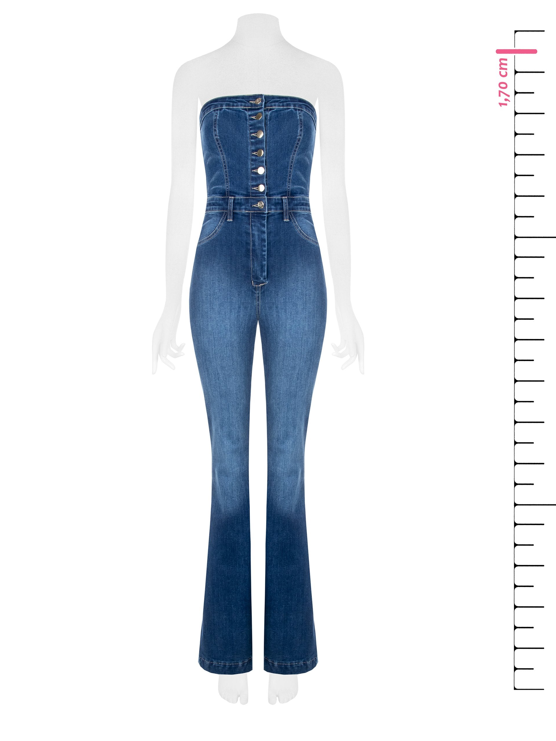 Strapless Flare Denim Jumpsuit