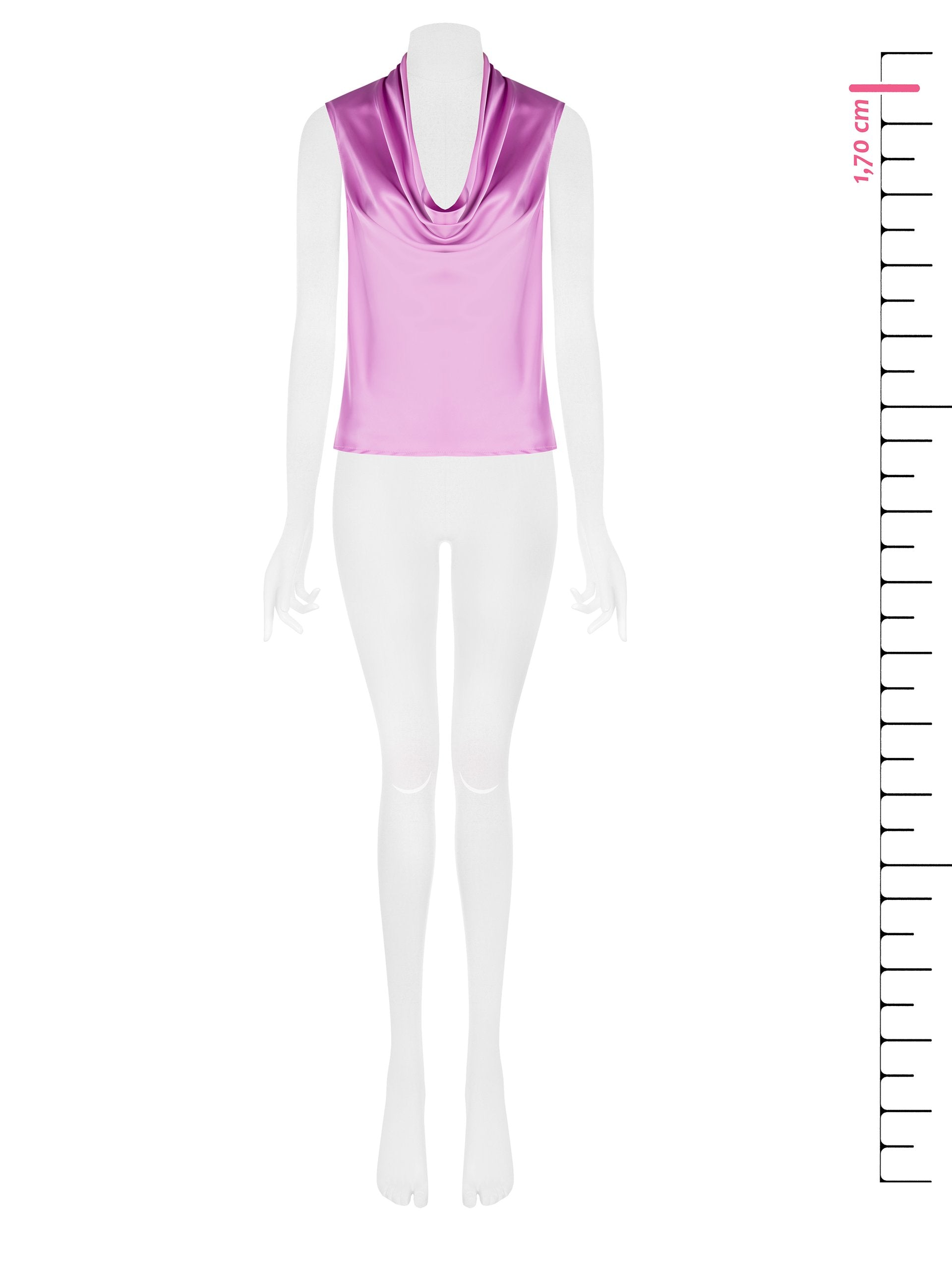 Draped Satin Cowl-Neck Top