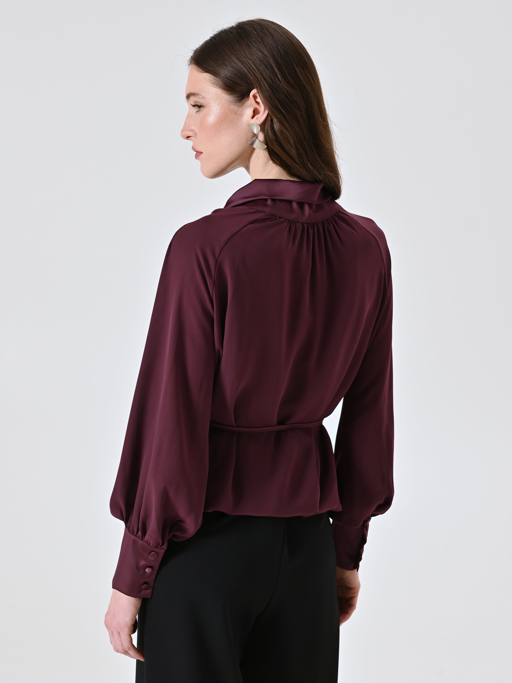 Blouse with Bow and Thin Belt