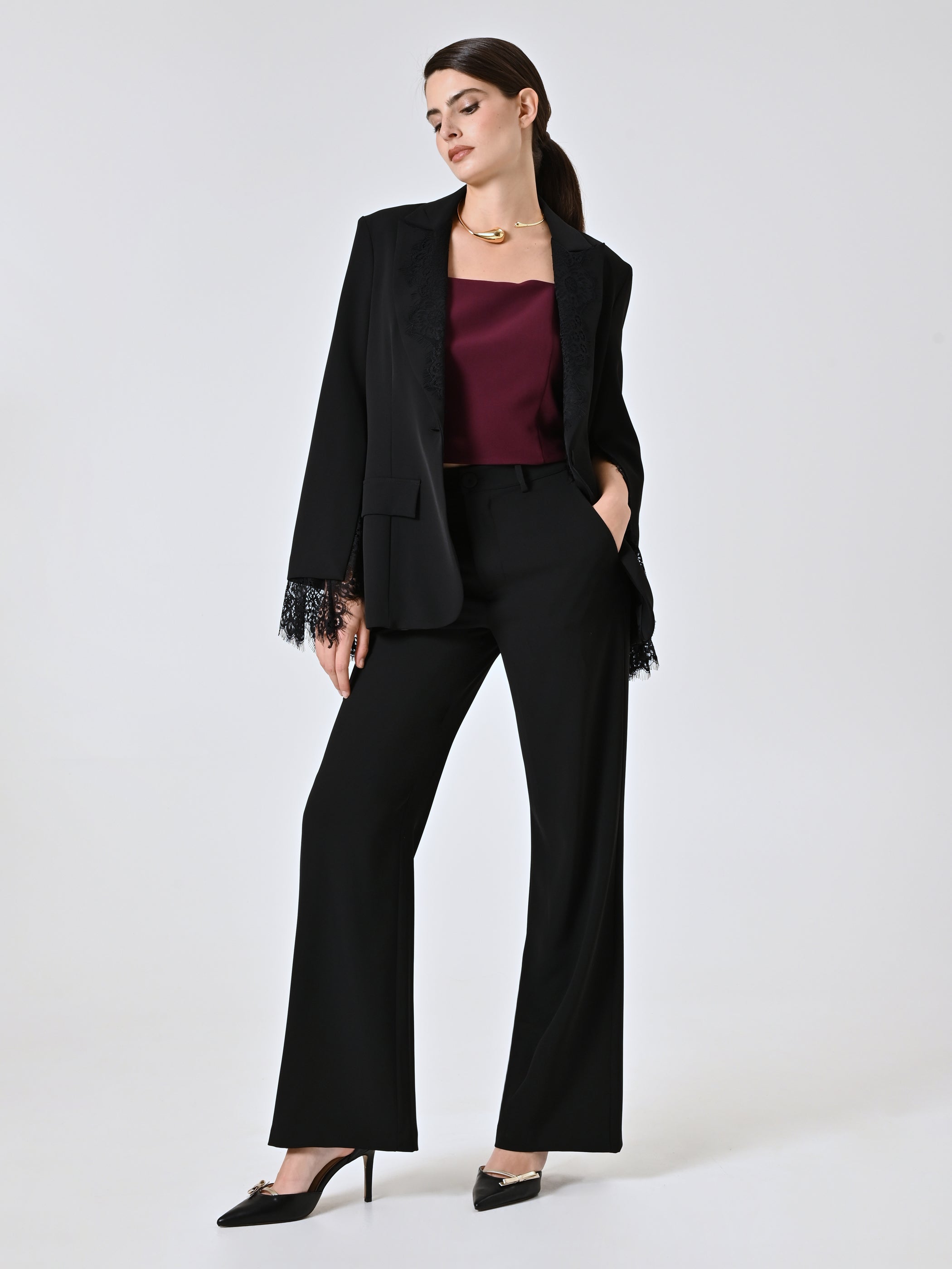 Pantalon noir en cady