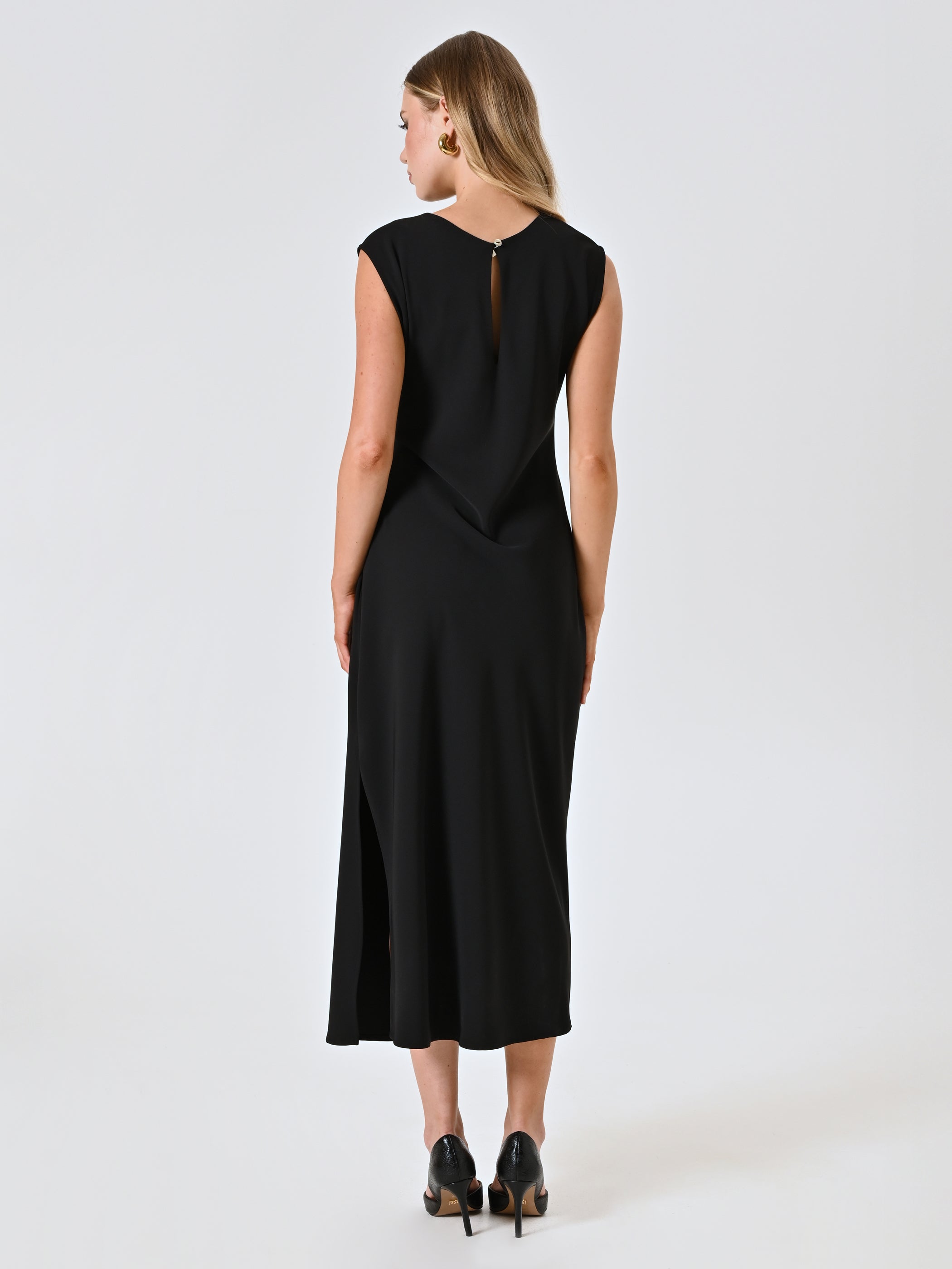 Robe fourreau mi-longue avec détails bijoux pour femme