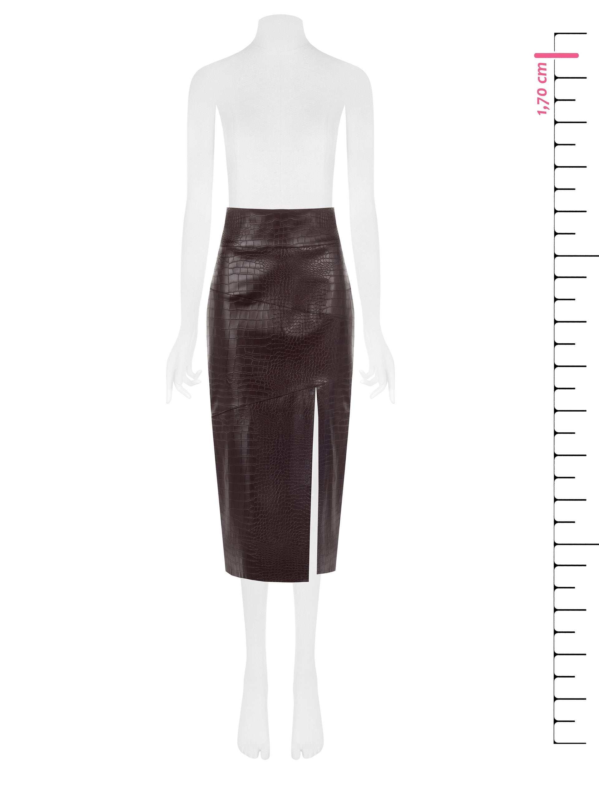 Croc-Effect Midi Pencil Skirt