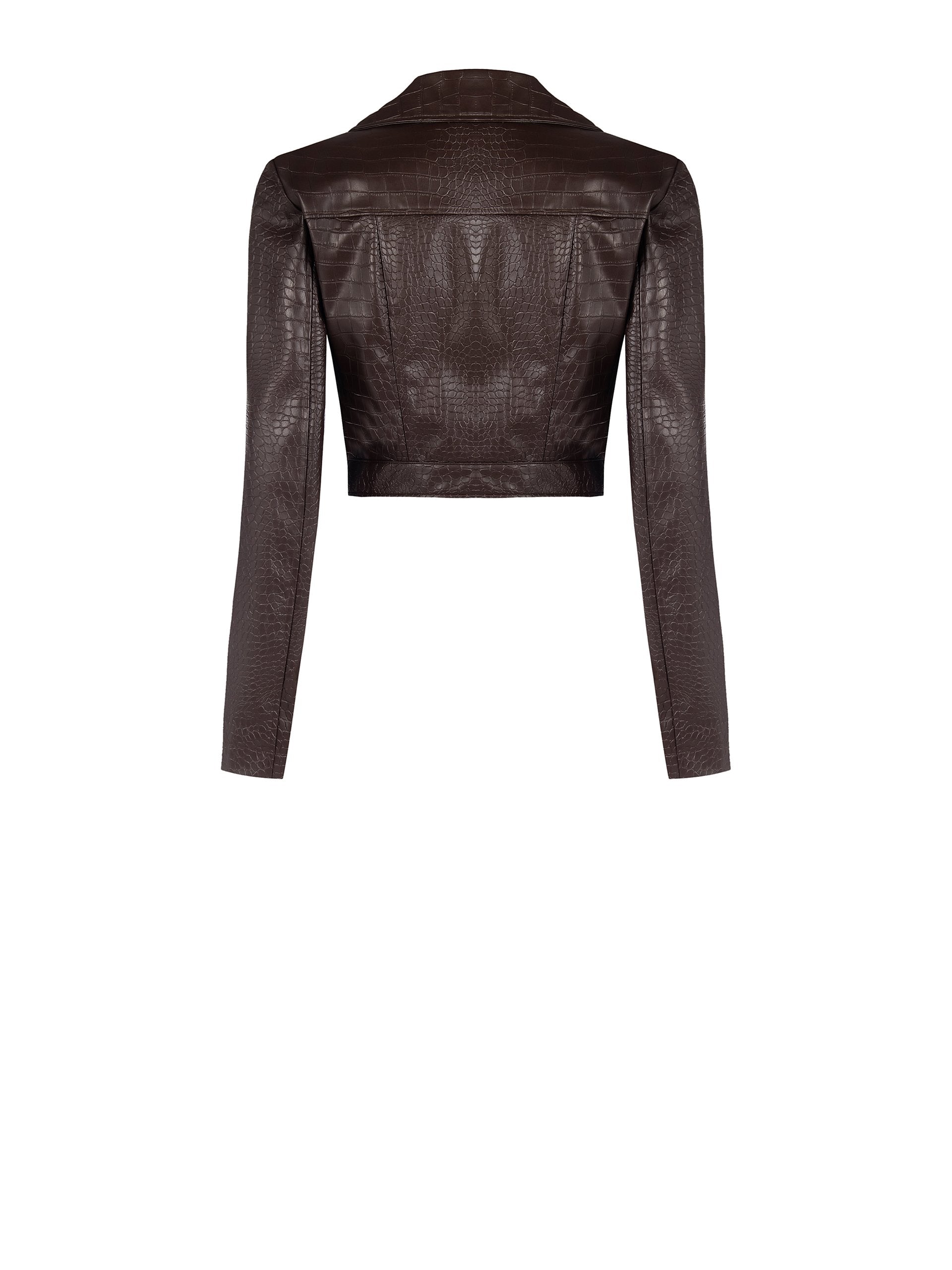 Cropped Embossed Moto Jacket