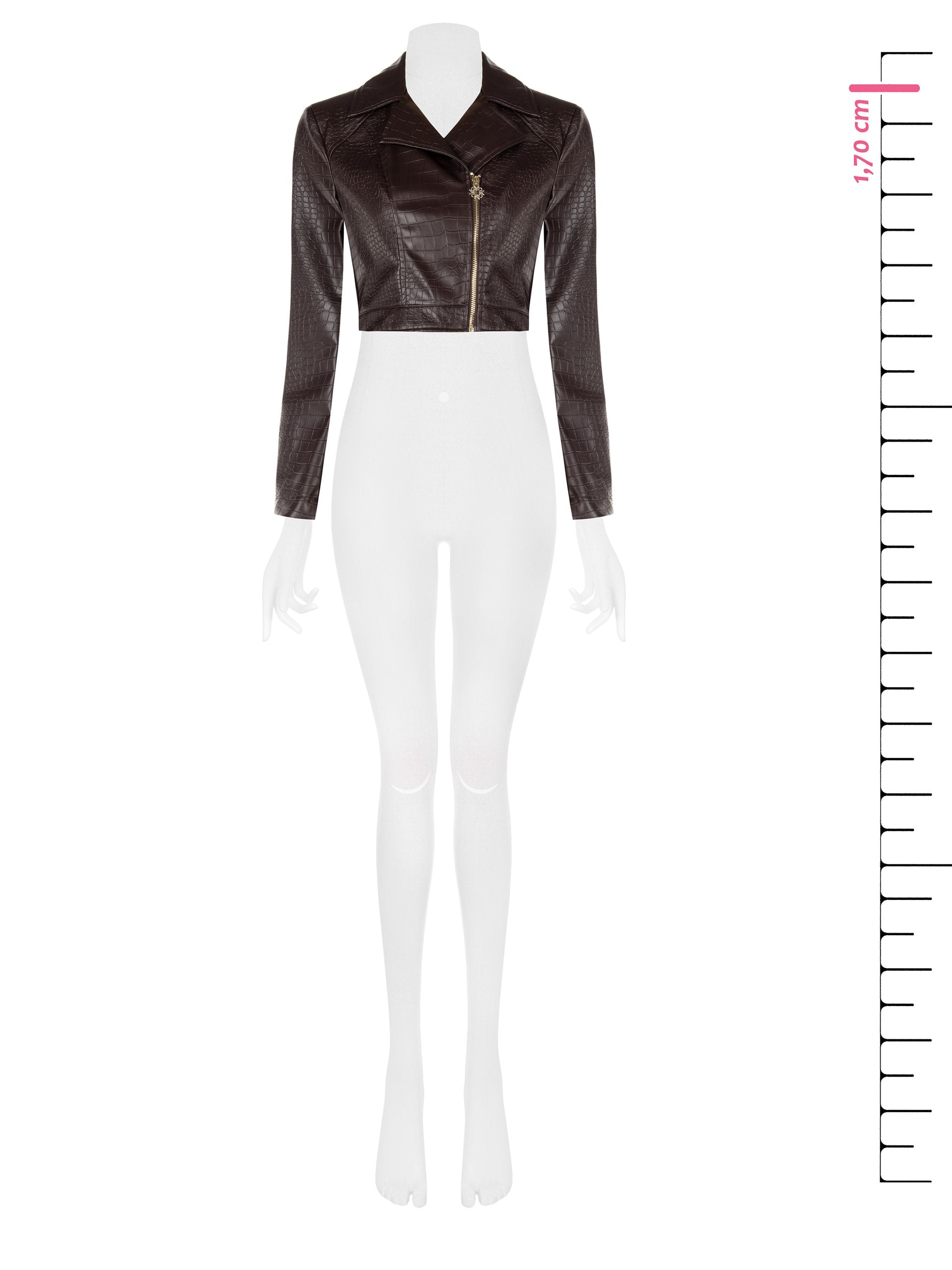 Cropped Embossed Moto Jacket