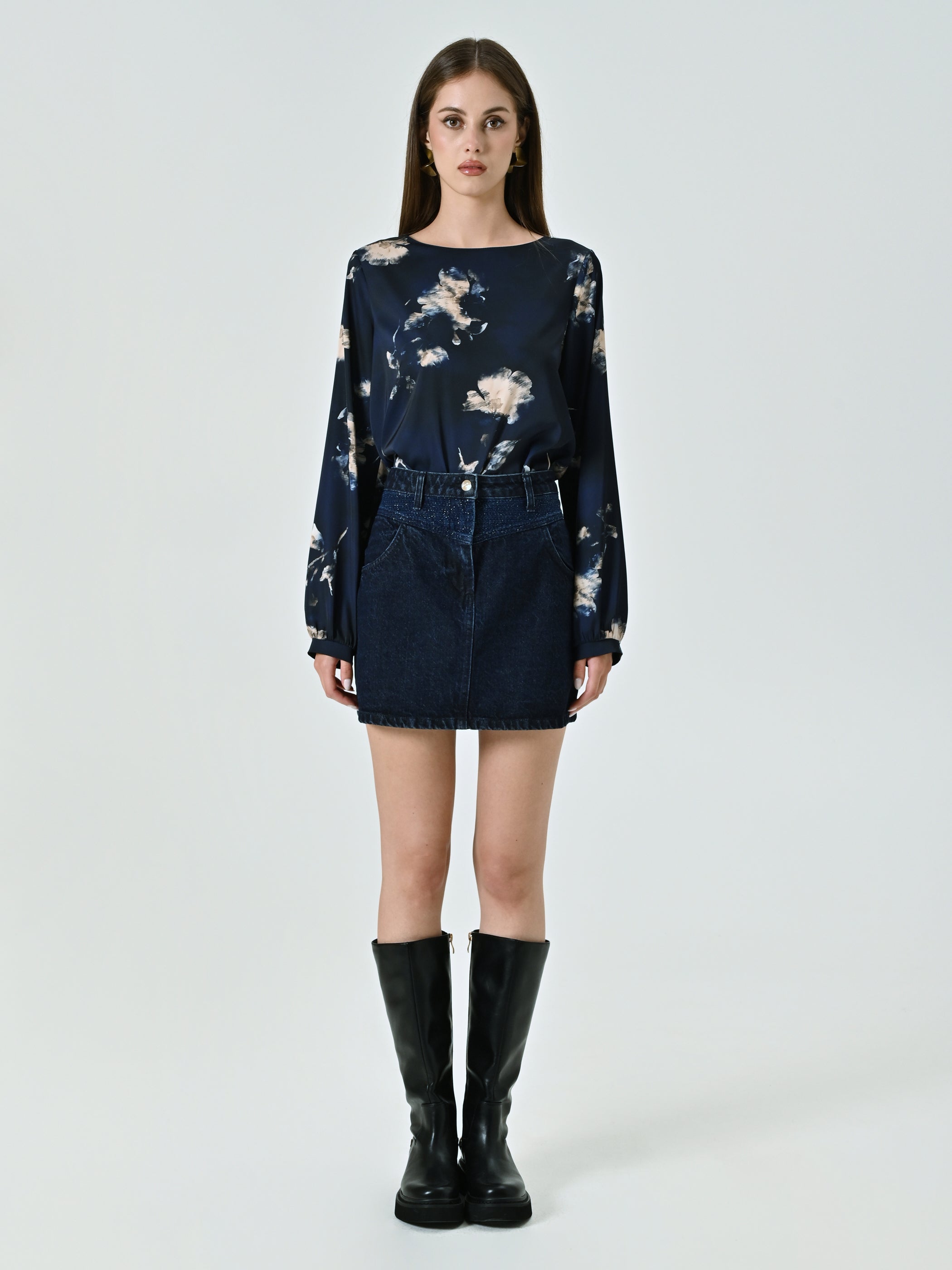 Lurex Denim Miniskirt