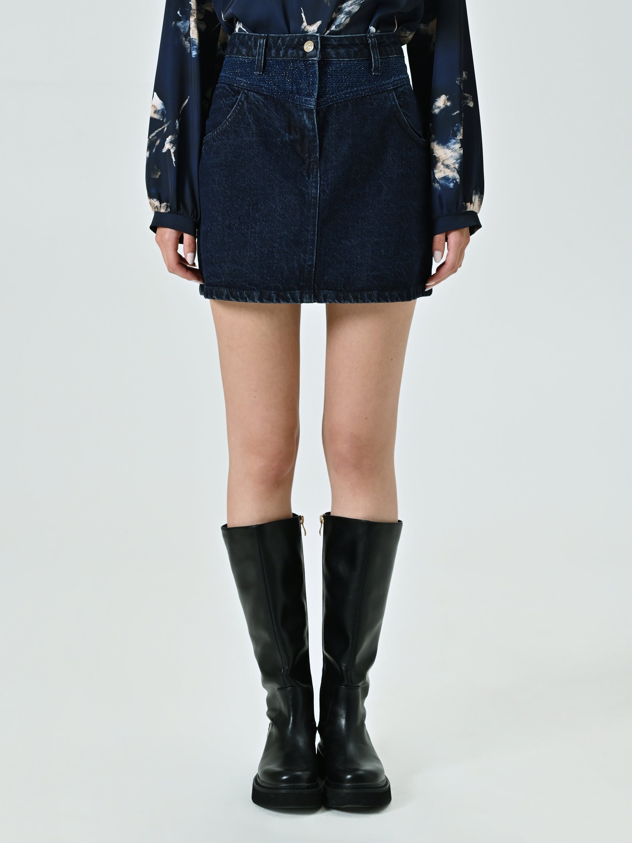 Lurex Denim Miniskirt