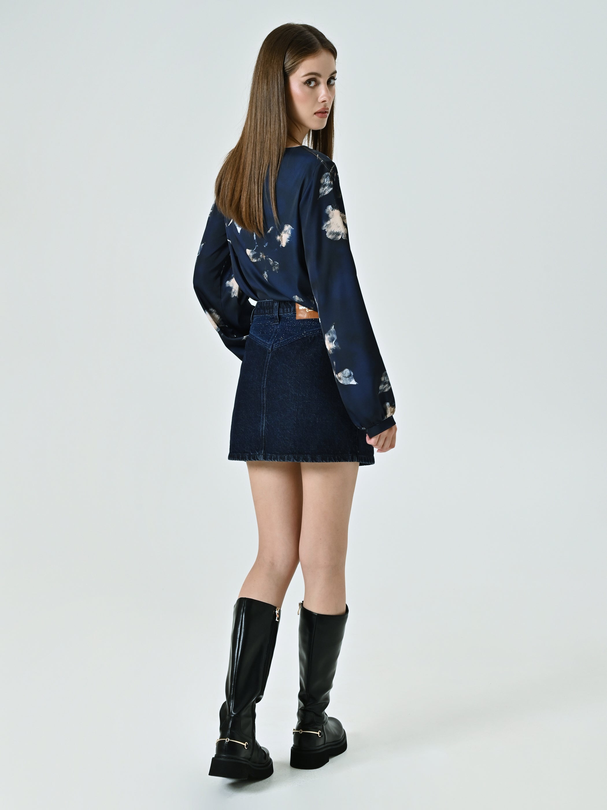 Lurex Denim Miniskirt