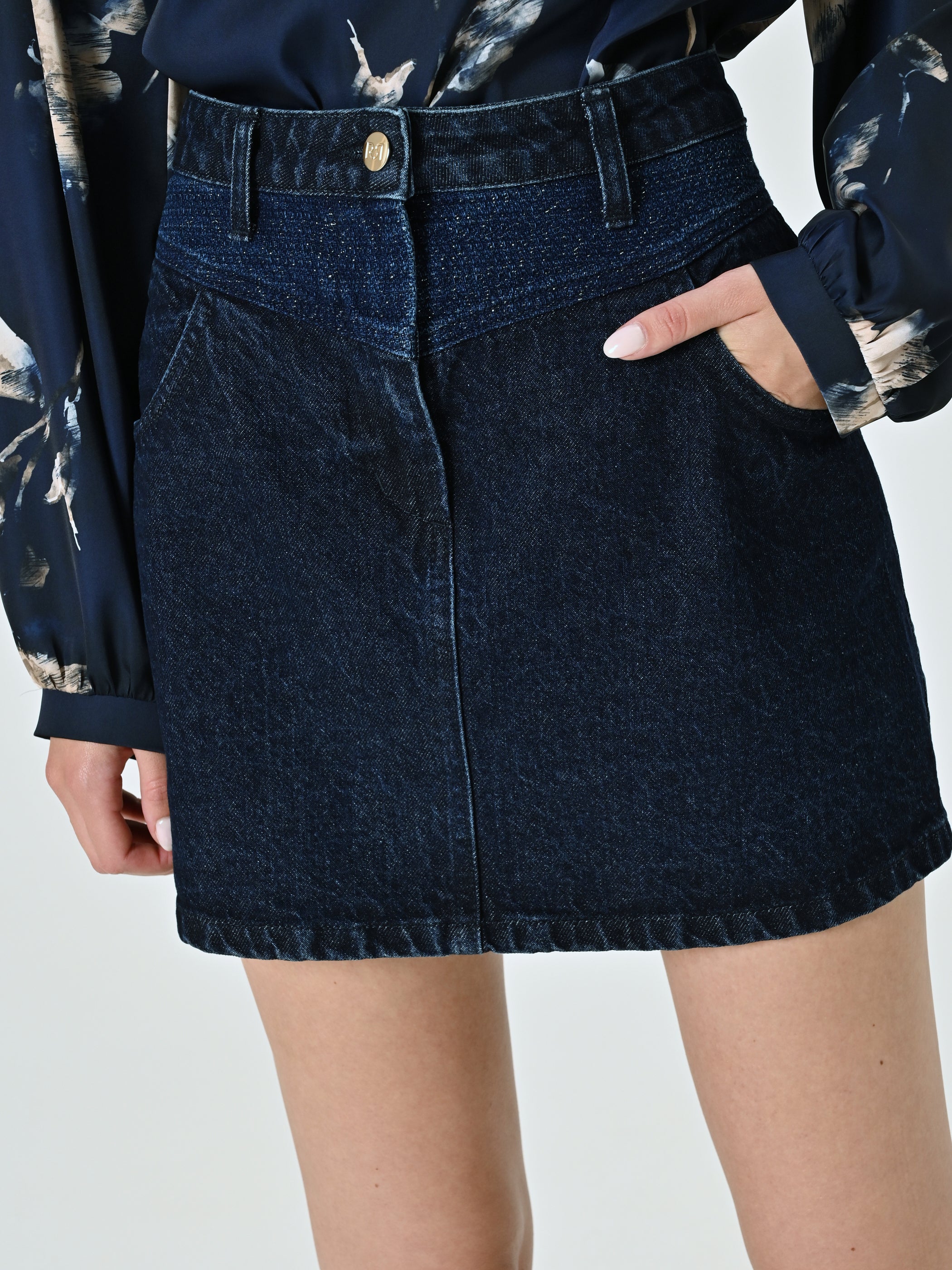 Lurex Denim Miniskirt