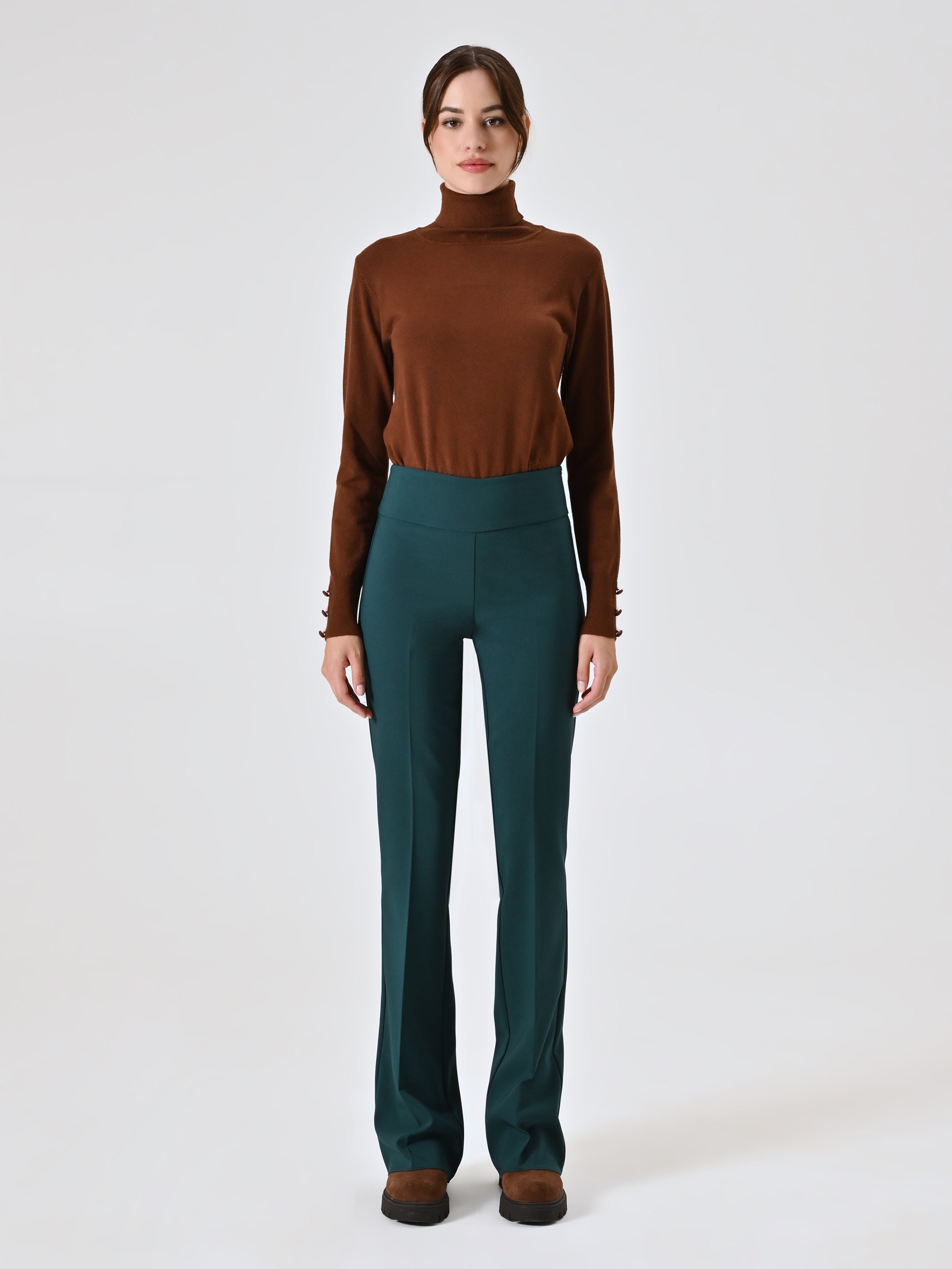 Flared Trousers in Technical Fabric