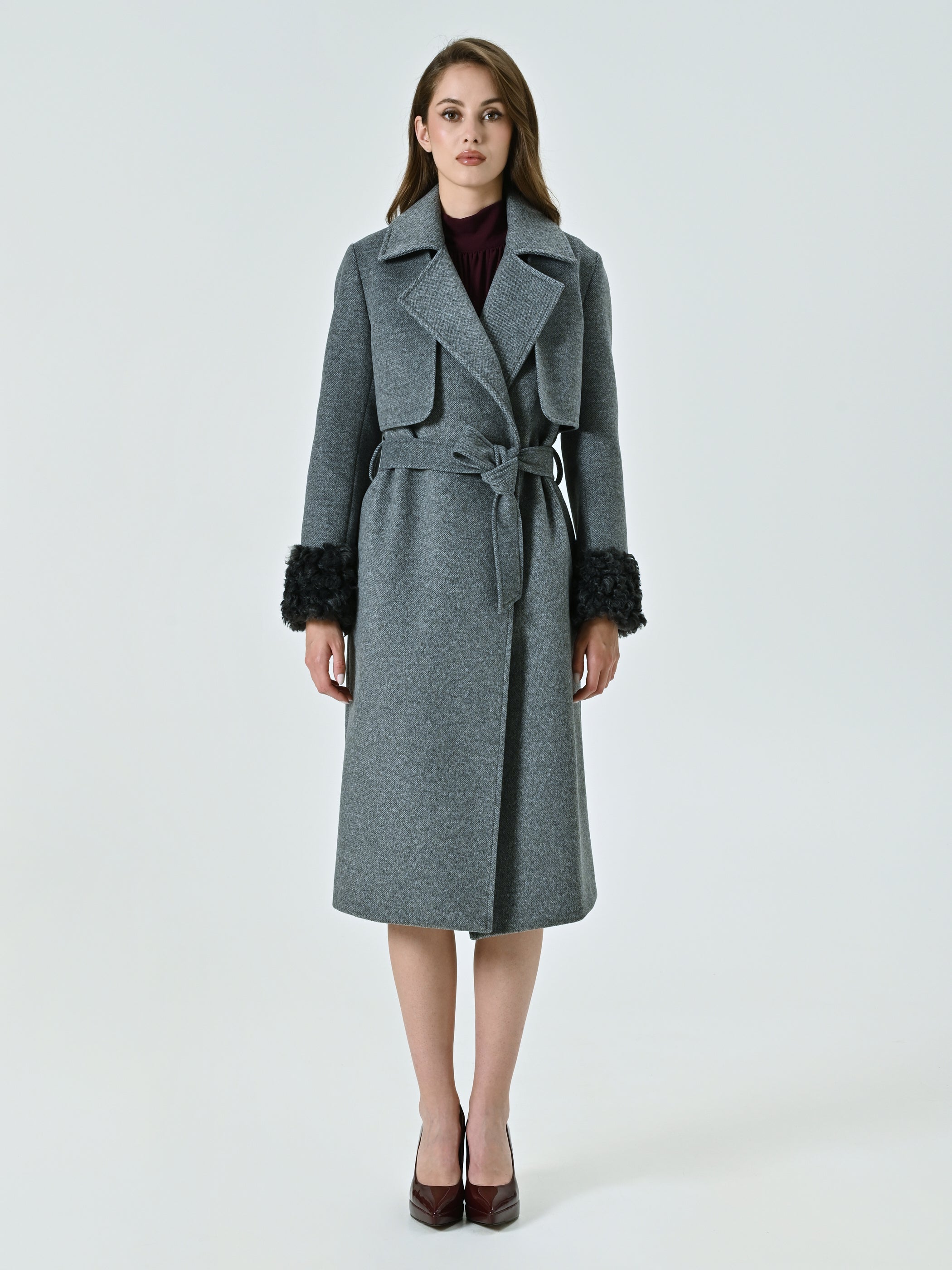 Three-in-One Coat with Fur-effect Cuffs