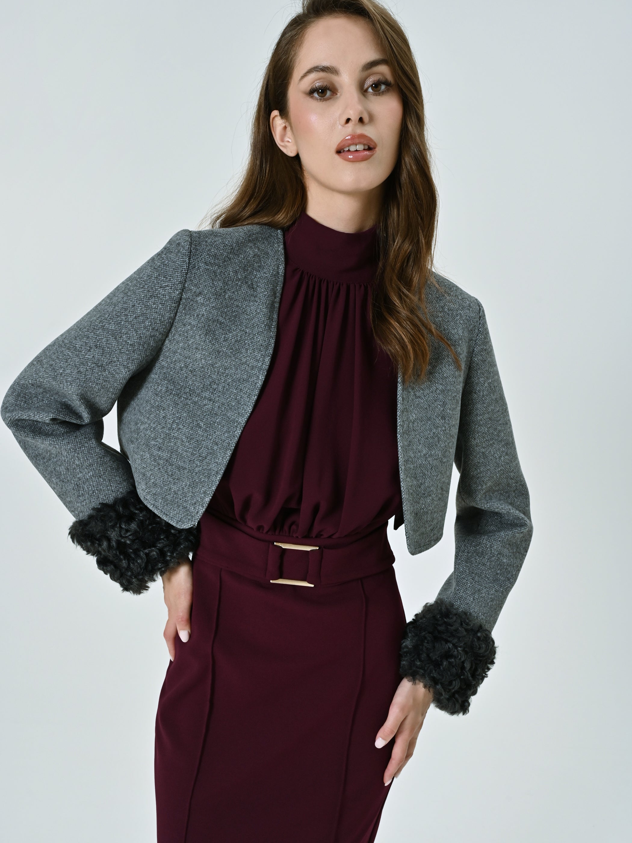 Three-in-One Coat with Fur-effect Cuffs