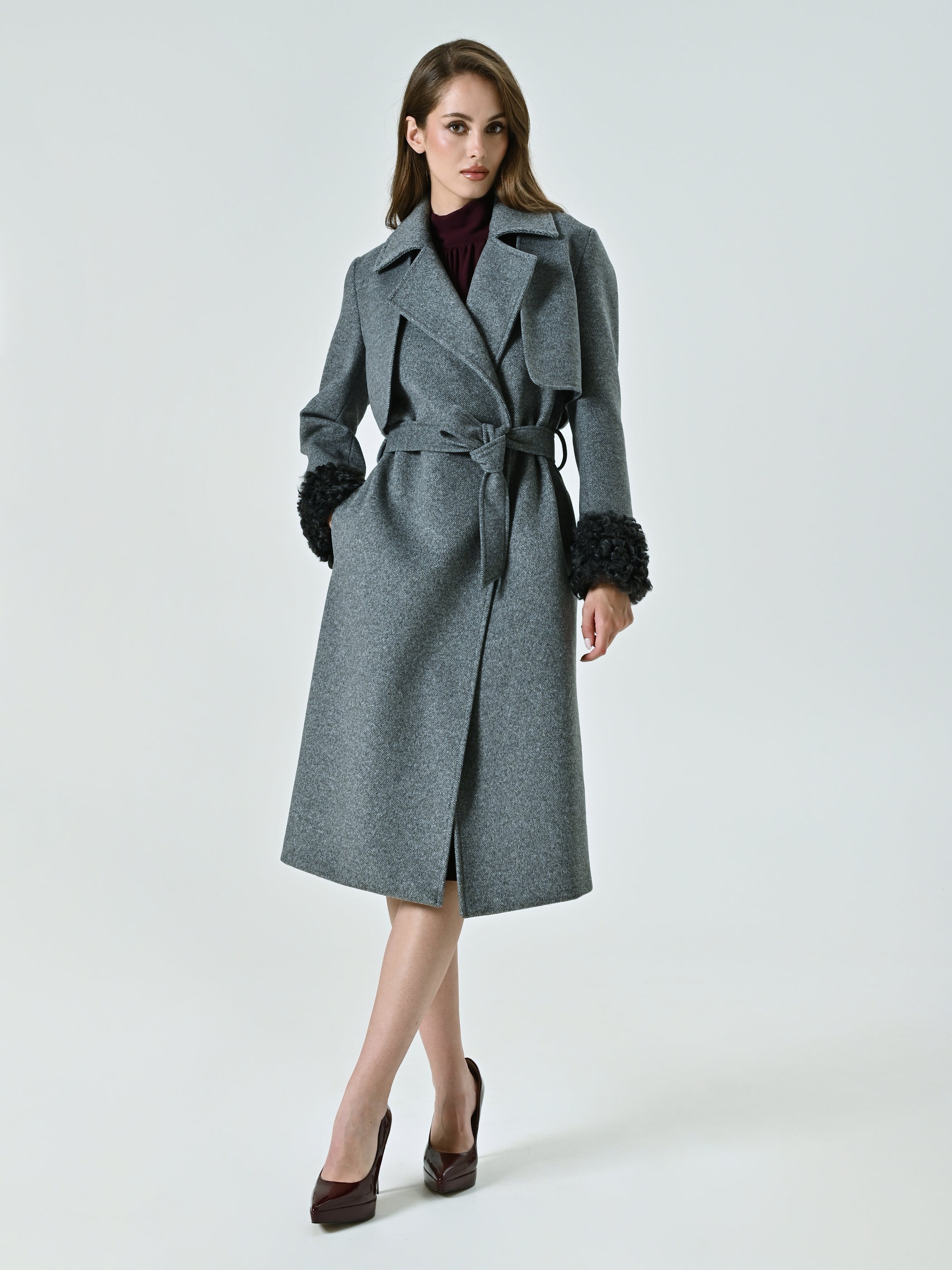 Three-in-One Coat with Fur-effect Cuffs
