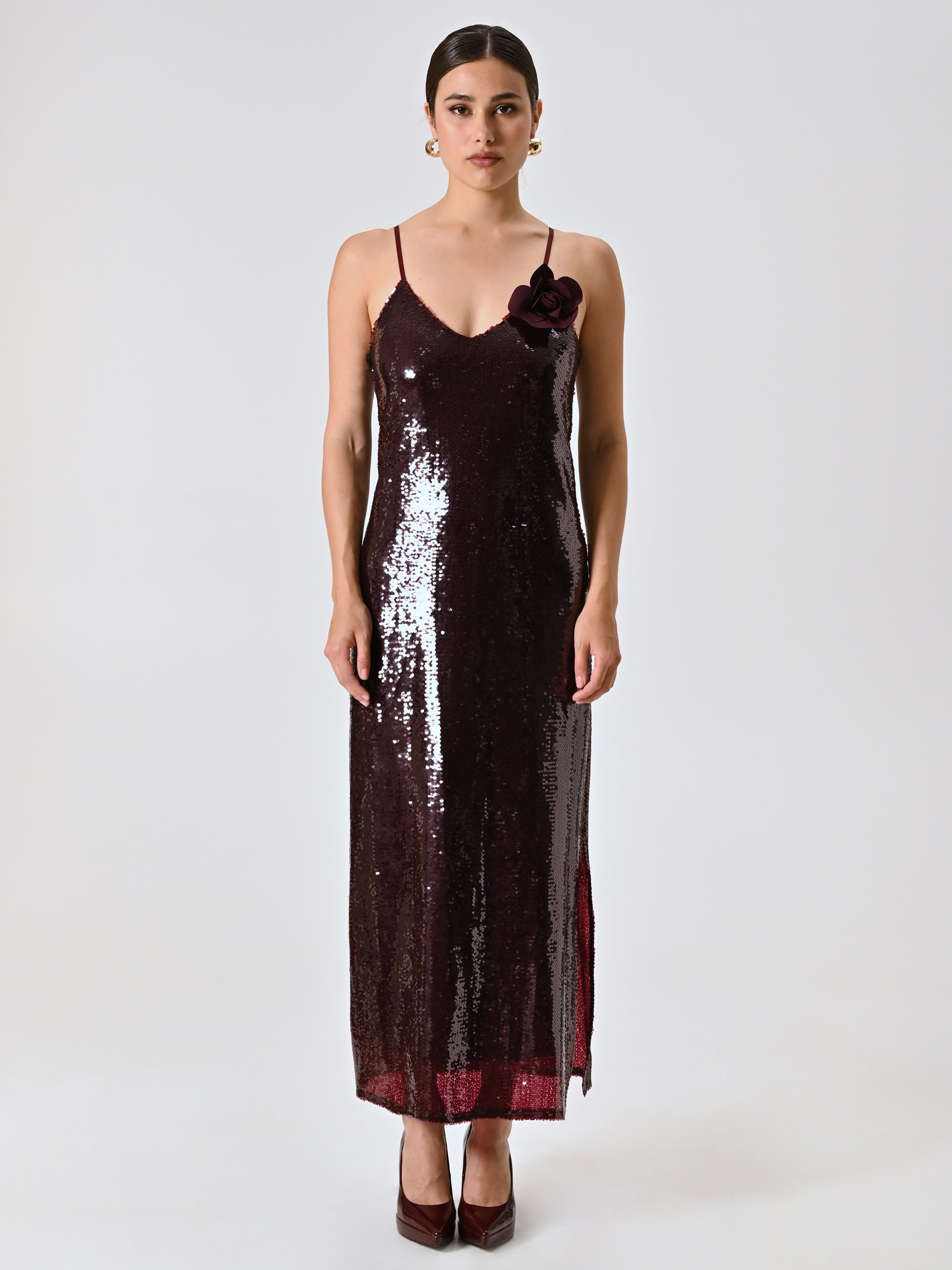 Burgundy Dress Covered in Sequins
