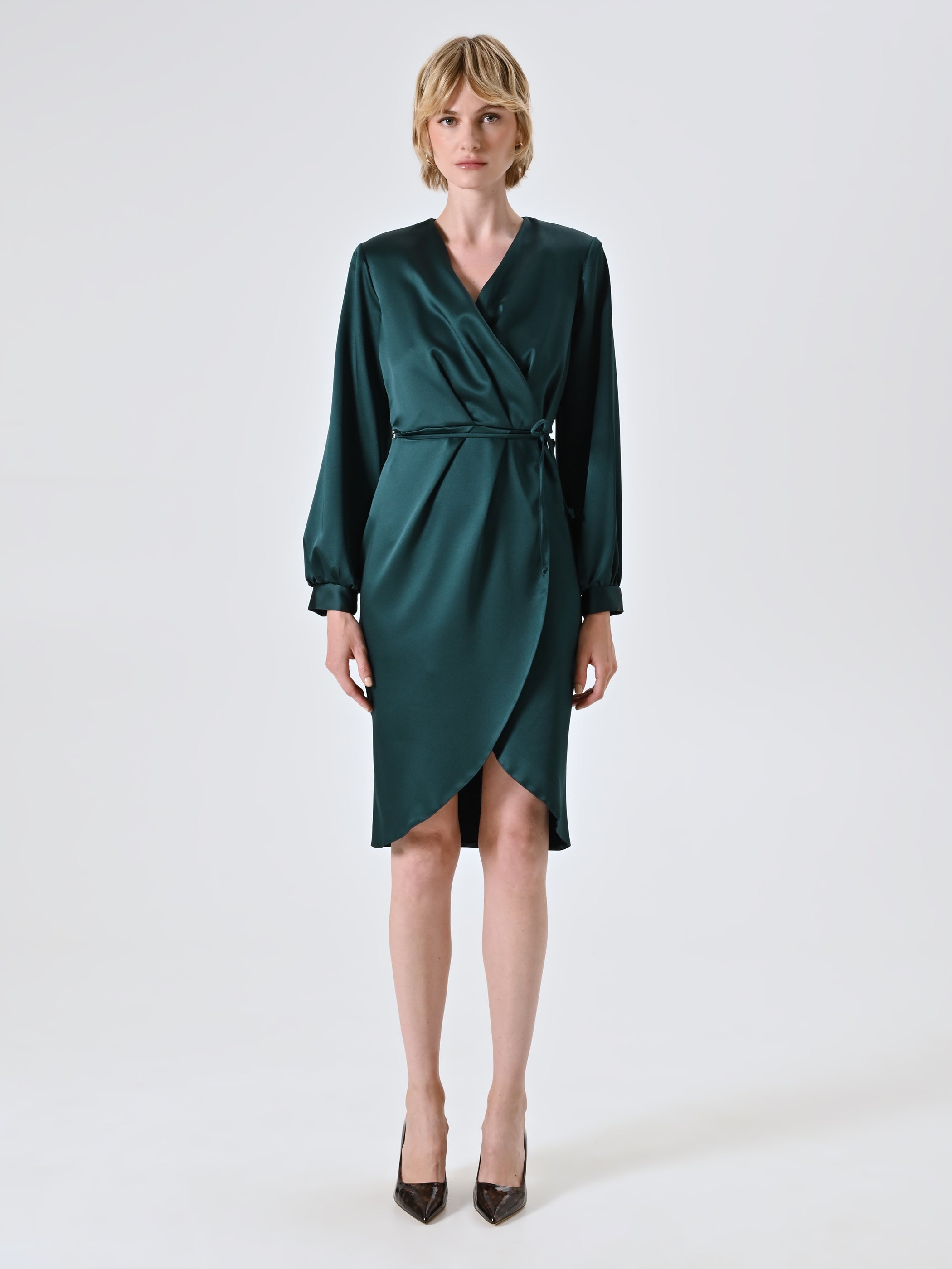 Satin Wrap Dress
