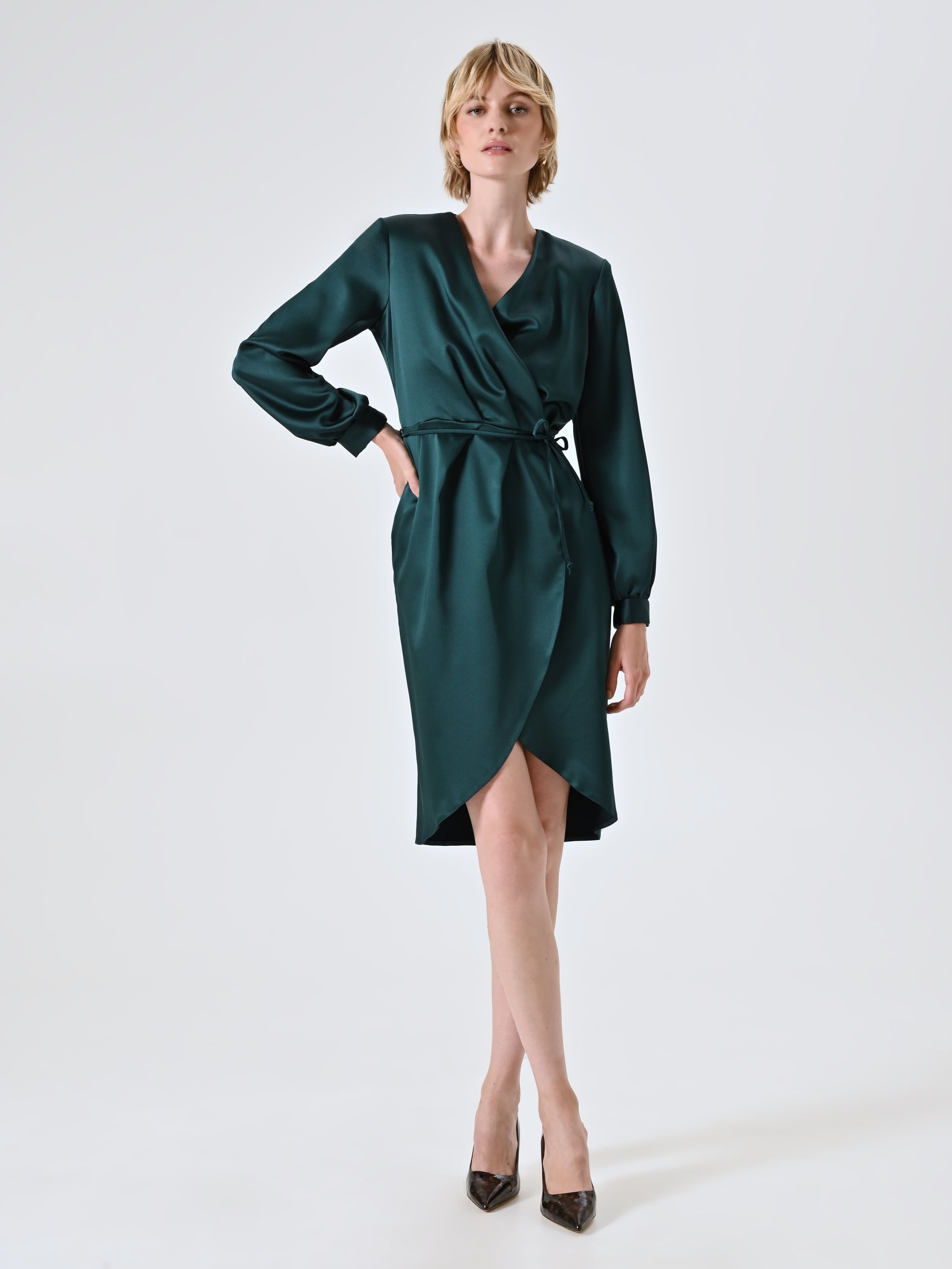 Satin Wrap Dress