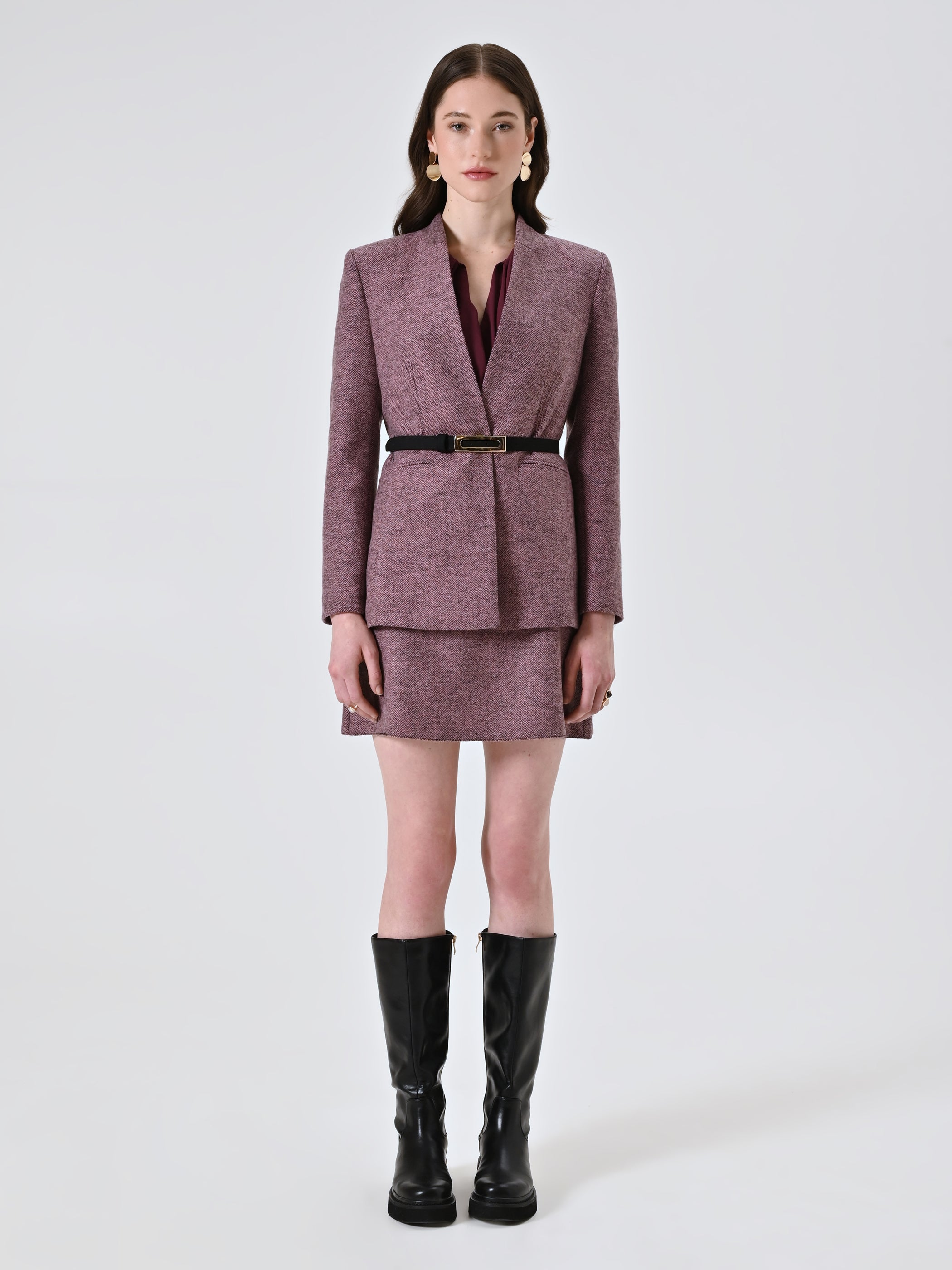 Pink Herringbone Coat